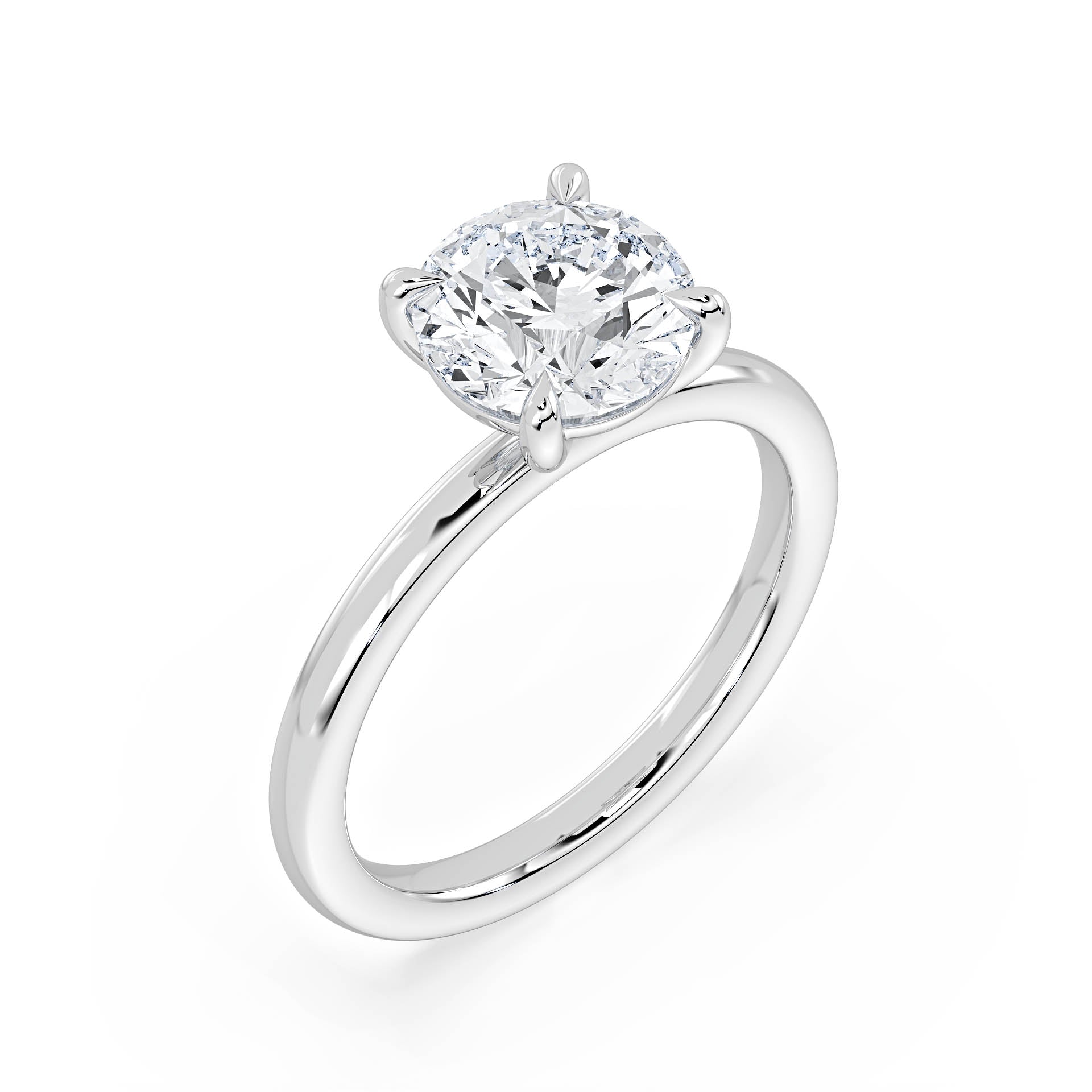 4-CLAW SOLITAIRE ROUND DIAMOND ENGAGEMENT RING in 18ct White Gold