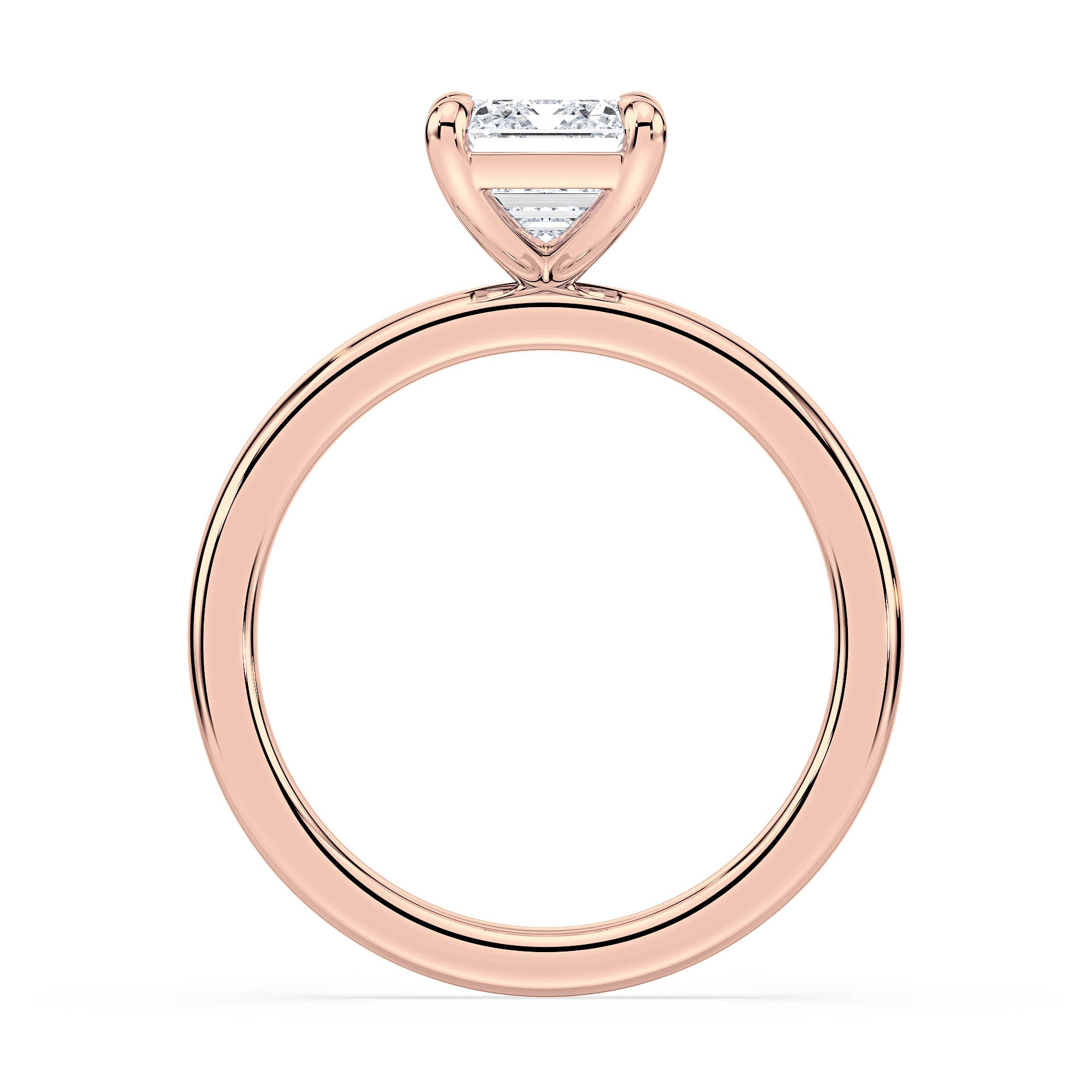 4-CLAW SOLITAIRE EMERALD CUT DIAMOND ENGAGEMENT RING in 18ct Rose Gold