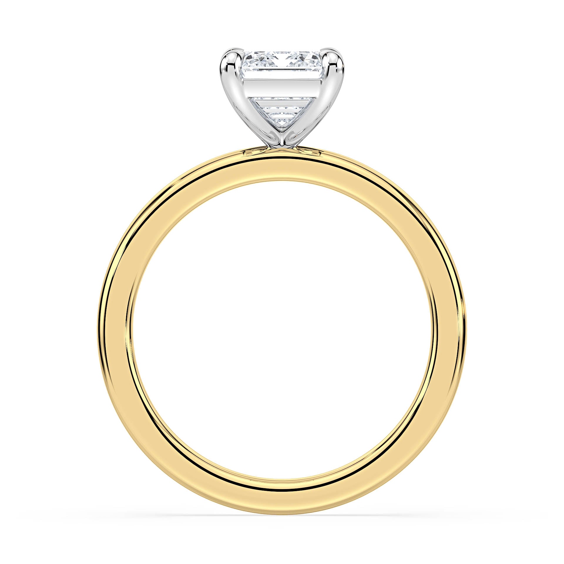 4-CLAW SOLITAIRE EMERALD CUT DIAMOND ENGAGEMENT RING in 18ct Two Tone Gold