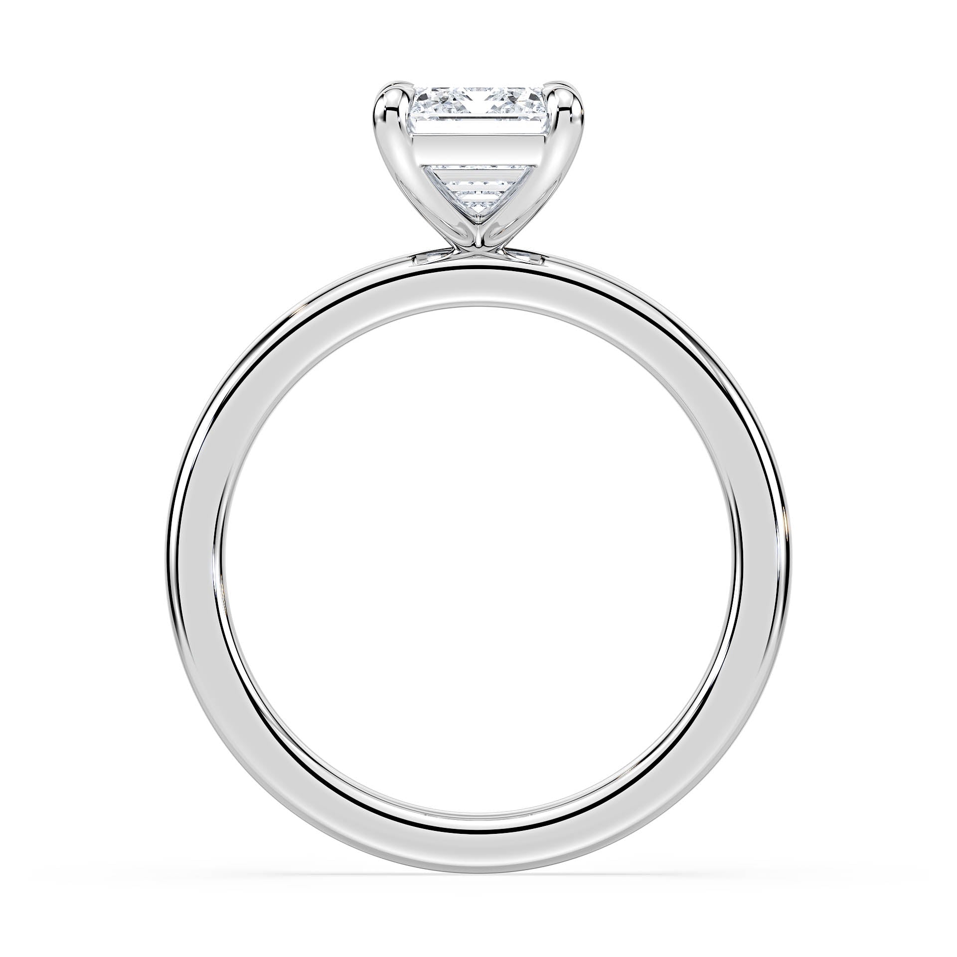 4-CLAW SOLITAIRE EMERALD CUT DIAMOND ENGAGEMENT RING in 18ct White Gold