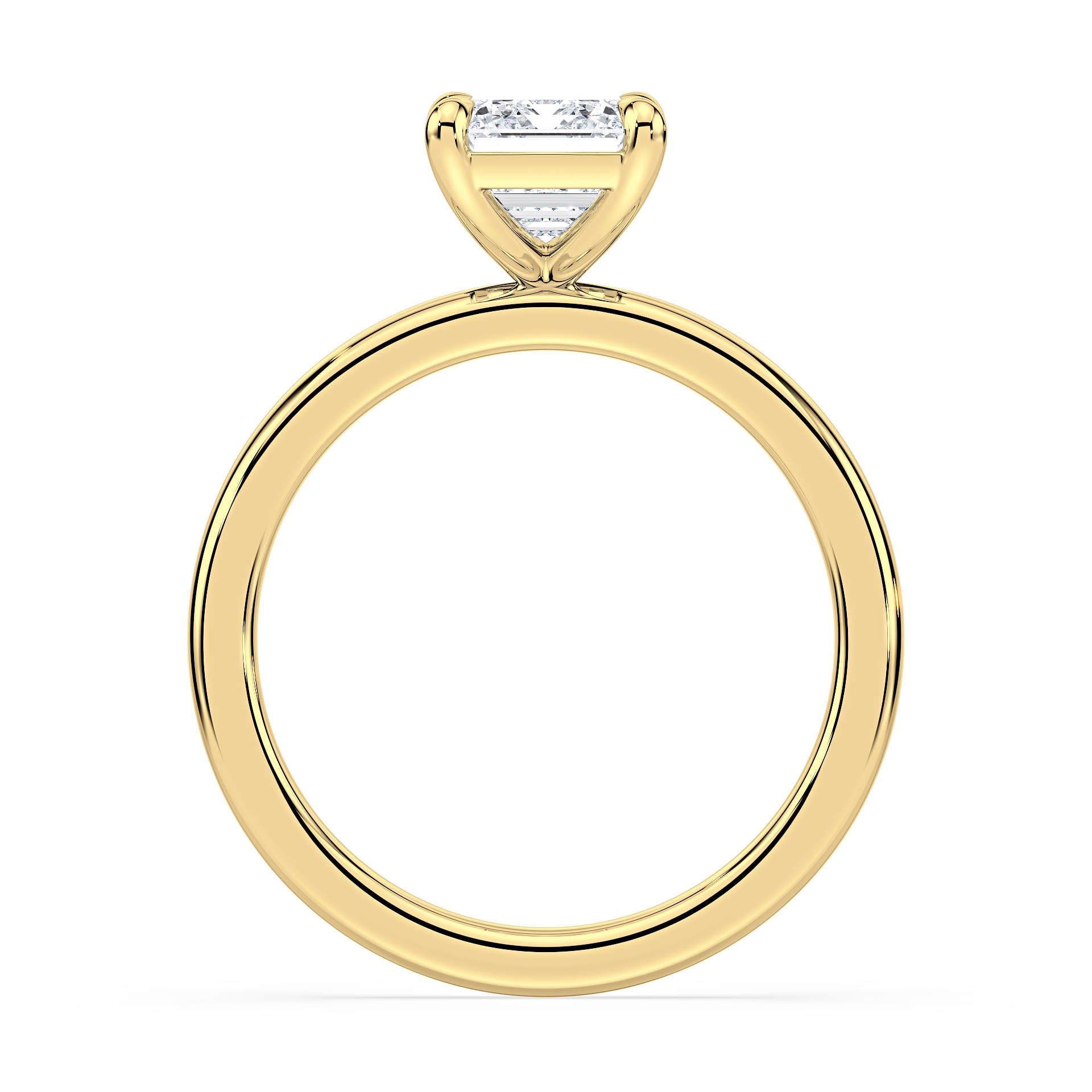 4-CLAW SOLITAIRE EMERALD CUT DIAMOND ENGAGEMENT RING in 18ct Yellow Gold