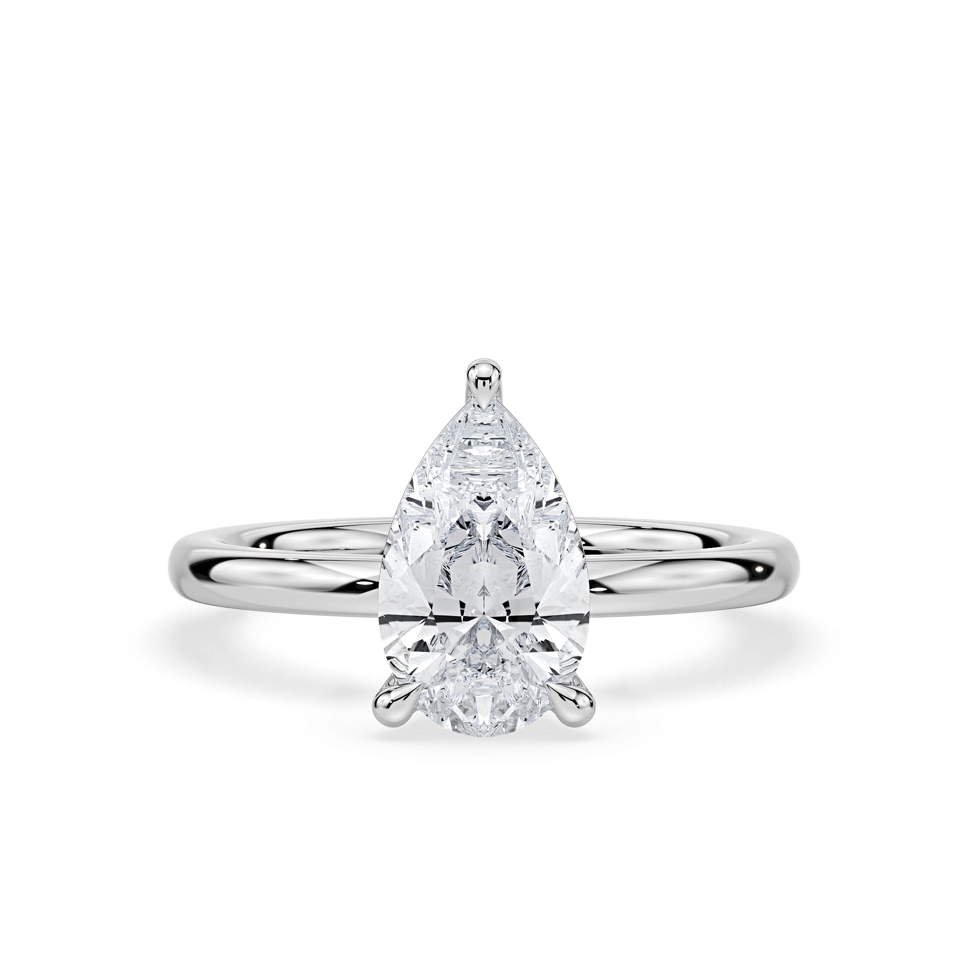 3-CLAW SOLITAIRE PEAR SHAPE DIAMOND ENGAGEMENT RING in 18ct White Gold