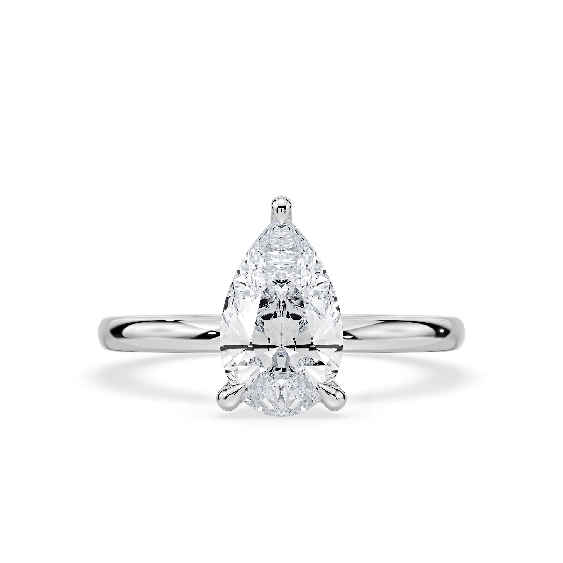 3-CLAW SOLITAIRE PEAR SHAPE DIAMOND ENGAGEMENT RING in 18ct White Gold