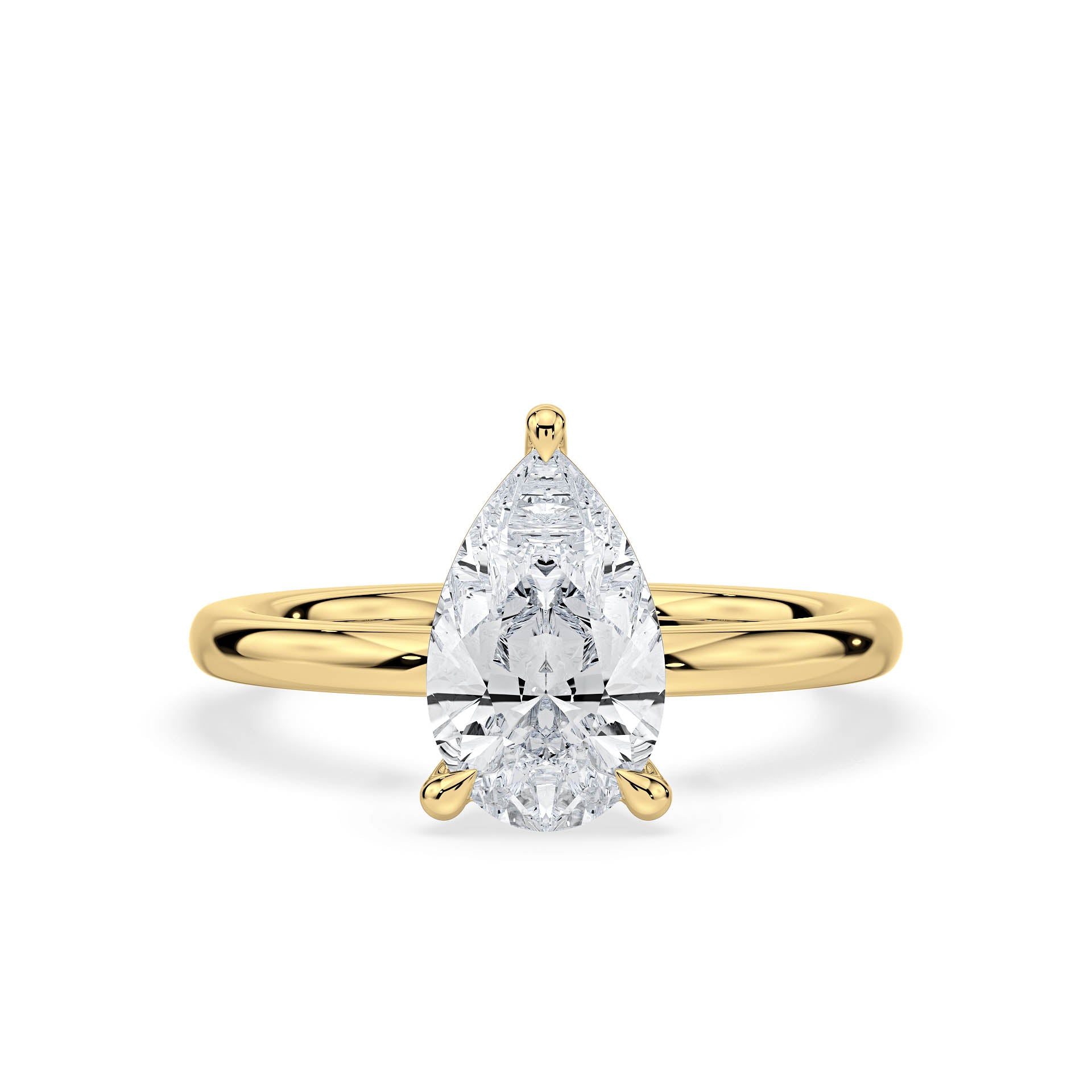 3-CLAW SOLITAIRE PEAR SHAPE DIAMOND ENGAGEMENT RING in 18ct Yellow Gold