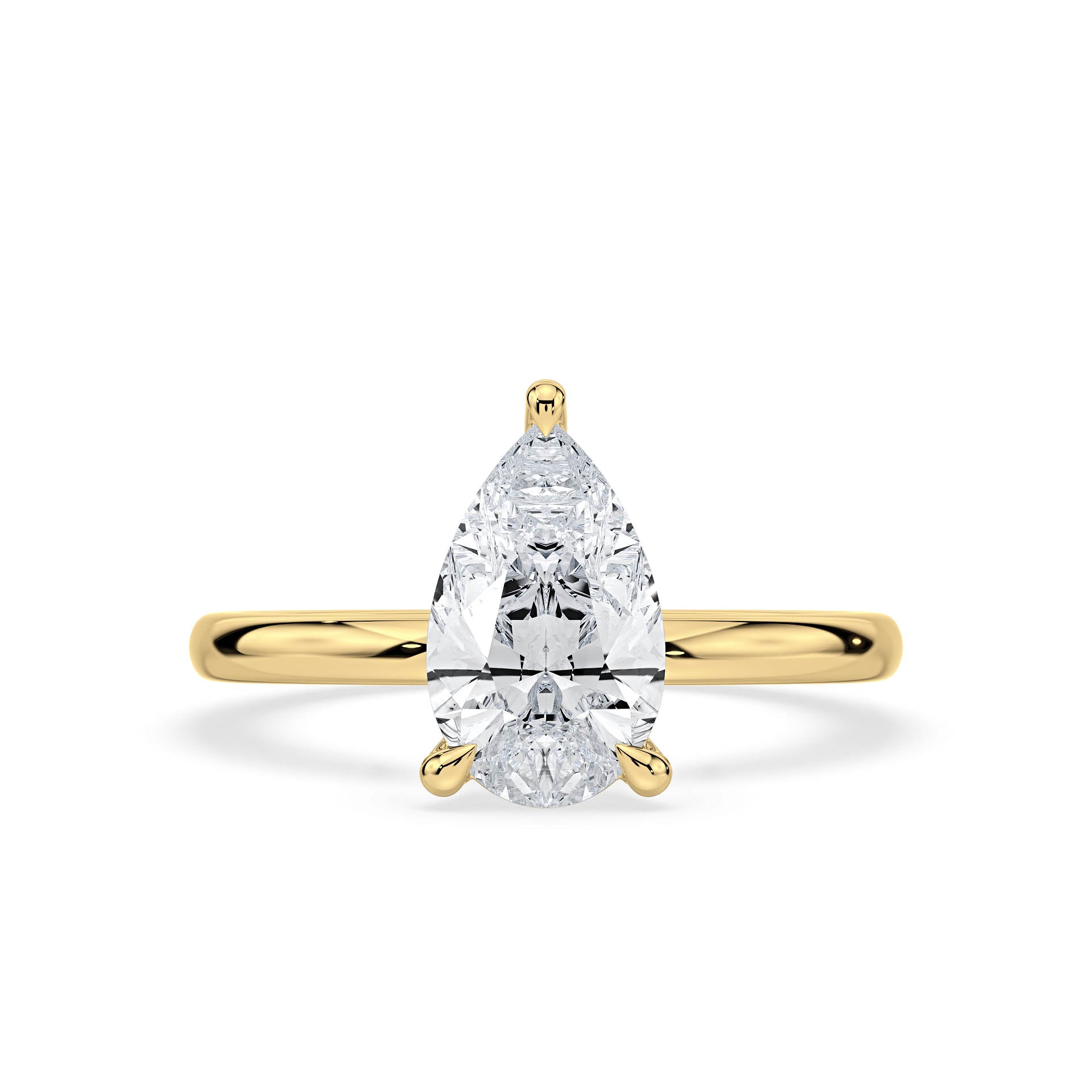 3-CLAW SOLITAIRE PEAR SHAPE DIAMOND ENGAGEMENT RING in 18ct Yellow Gold