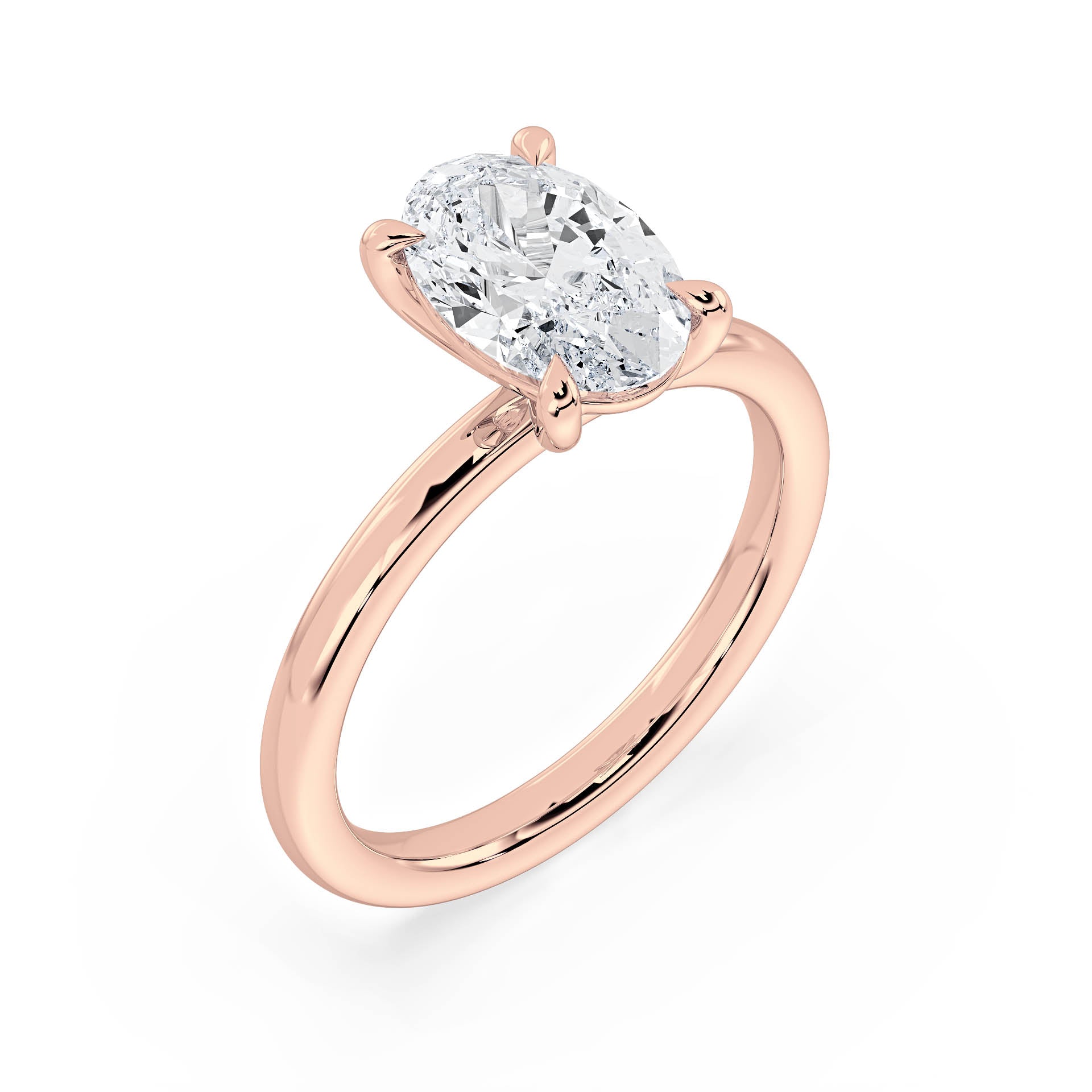 4-CLAW SOLITAIRE OVAL DIAMOND ENGAGEMENT RING in 18ct Rose Gold