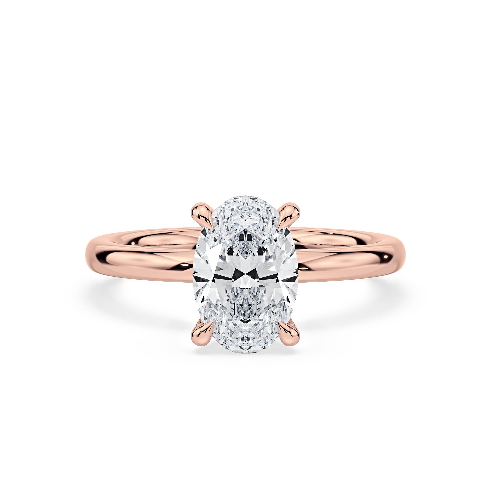 4-CLAW SOLITAIRE OVAL DIAMOND ENGAGEMENT RING in 18ct Rose Gold