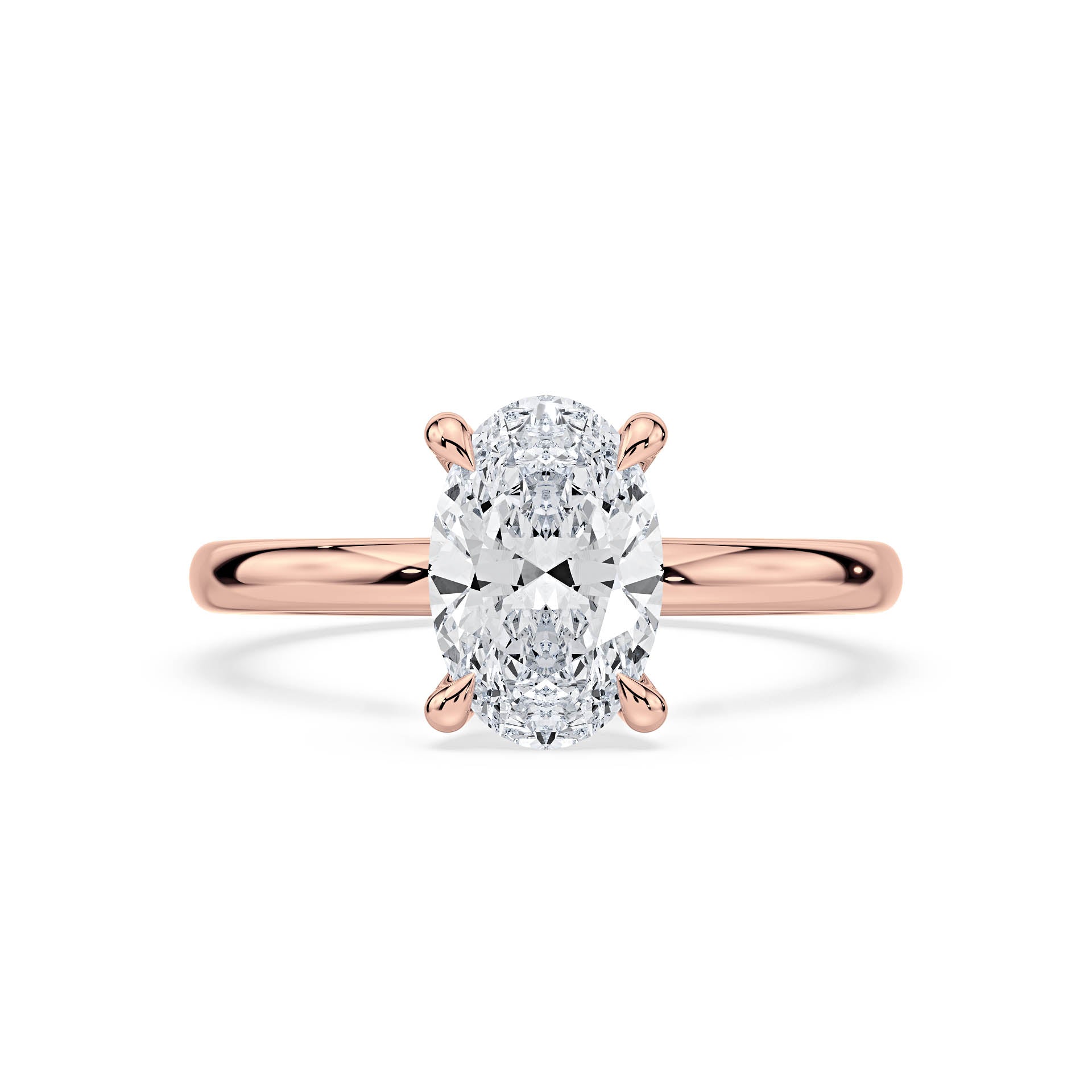 4-CLAW SOLITAIRE OVAL DIAMOND ENGAGEMENT RING in 18ct Rose Gold