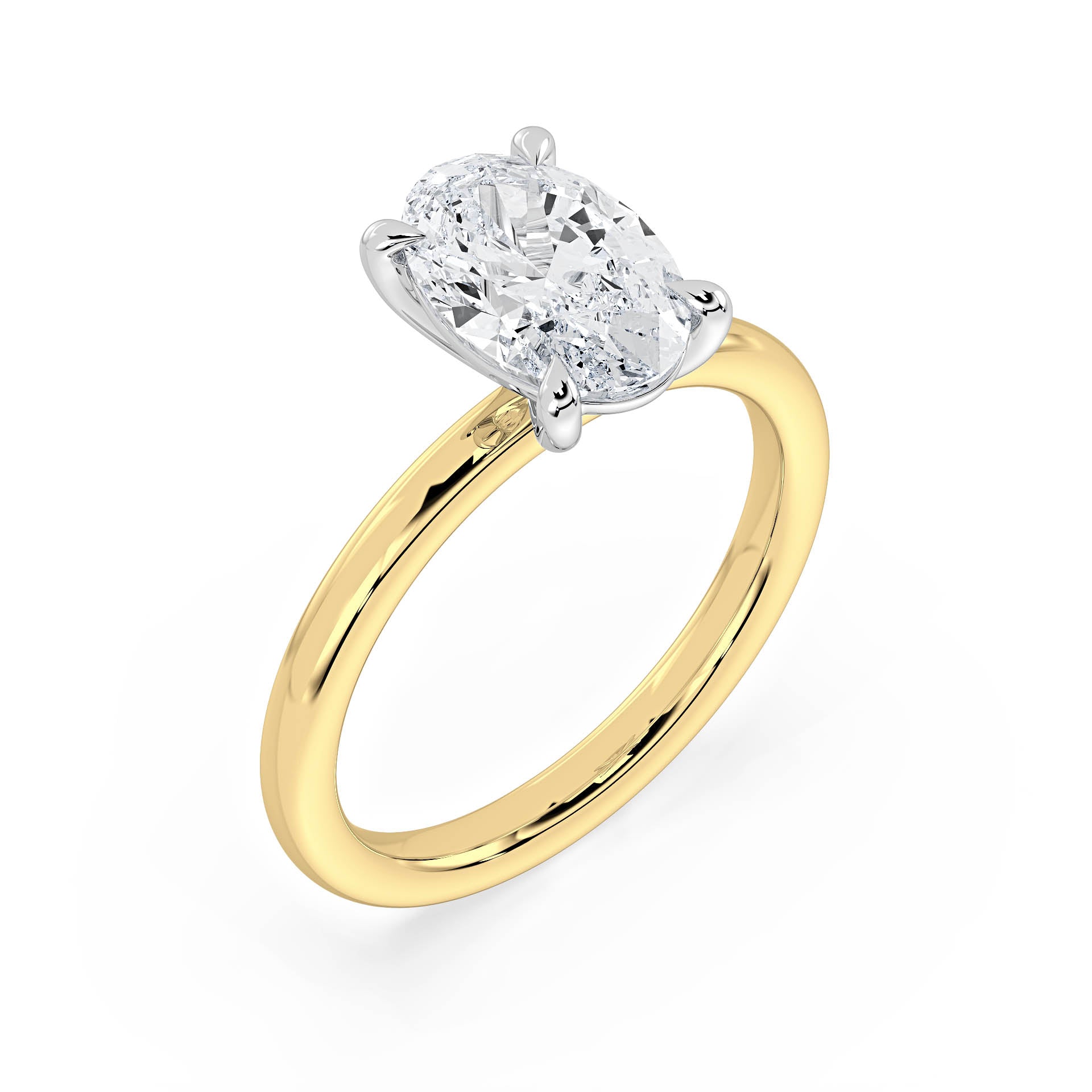 4-CLAW SOLITAIRE OVAL DIAMOND ENGAGEMENT RING in 18ct Two Tone Gold