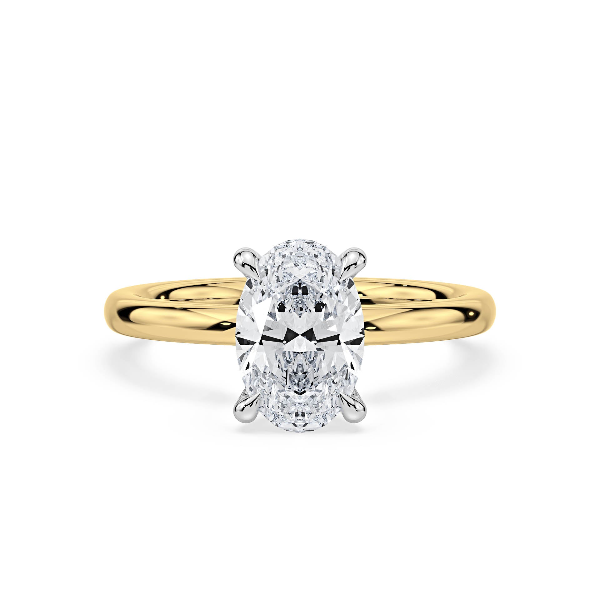 4-CLAW SOLITAIRE OVAL DIAMOND ENGAGEMENT RING in 18ct Two Tone Gold