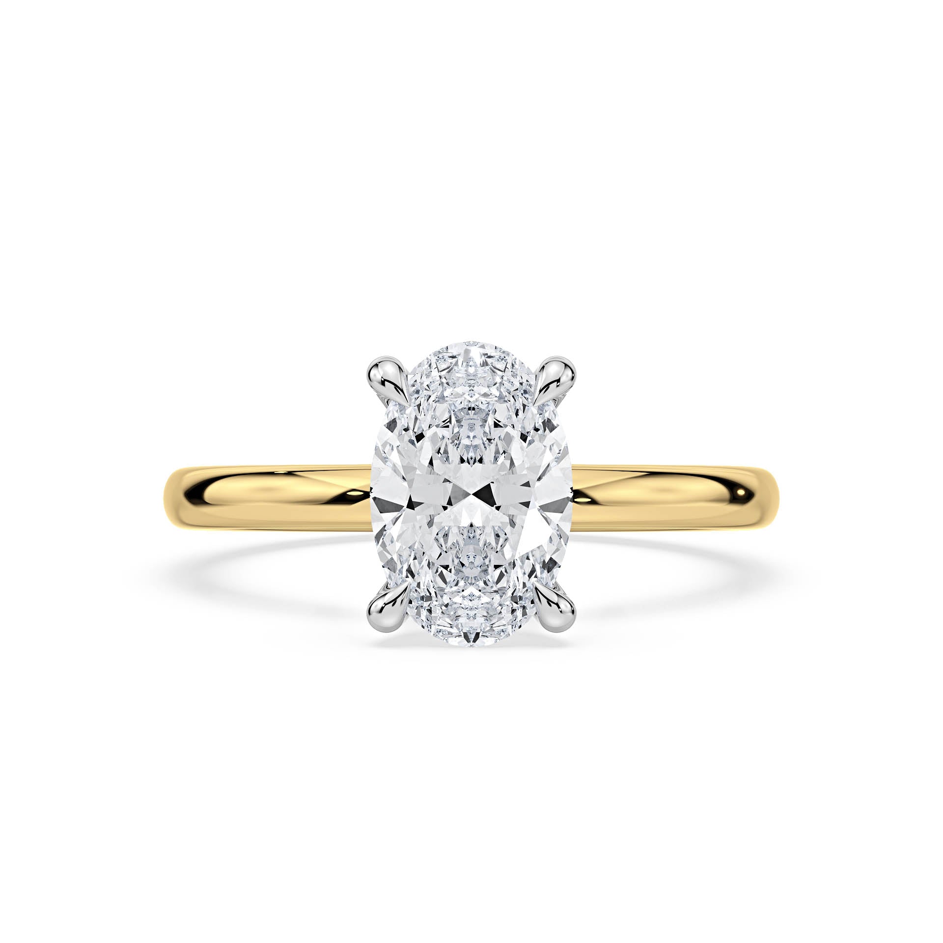 4-CLAW SOLITAIRE OVAL DIAMOND ENGAGEMENT RING in 18ct Two Tone Gold