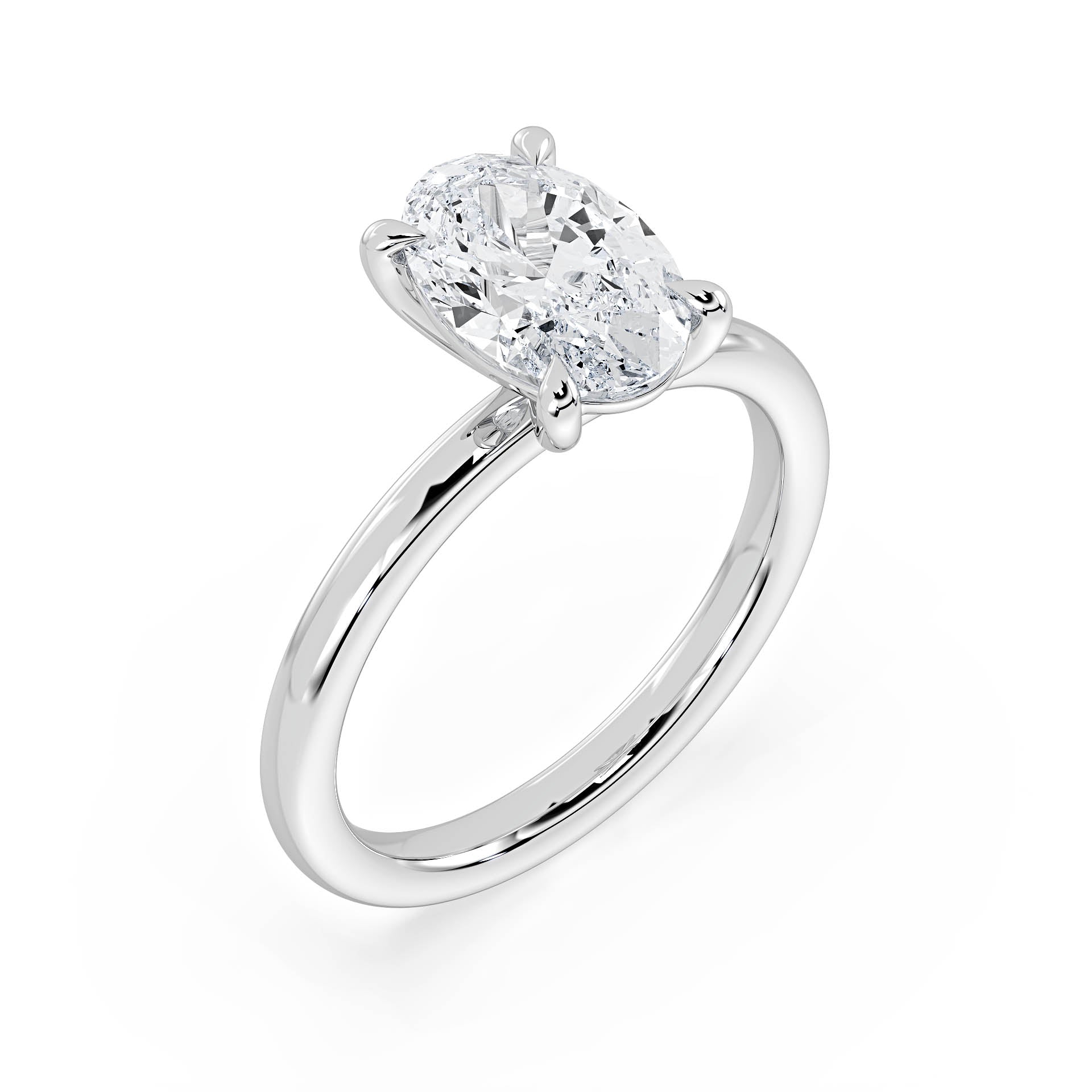 4-CLAW SOLITAIRE OVAL DIAMOND ENGAGEMENT RING in 18ct White Gold