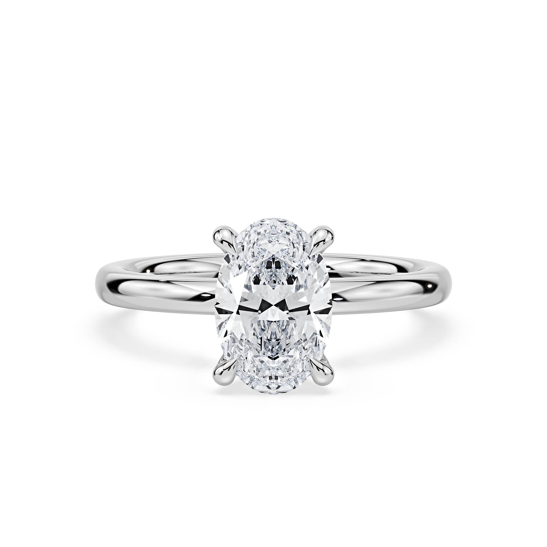 4-CLAW SOLITAIRE OVAL DIAMOND ENGAGEMENT RING in 18ct White Gold