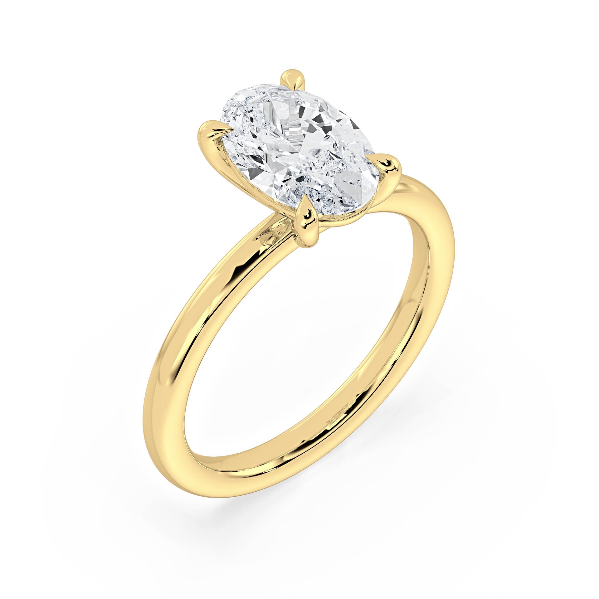 4-CLAW SOLITAIRE OVAL DIAMOND ENGAGEMENT RING in 18ct Yellow Gold