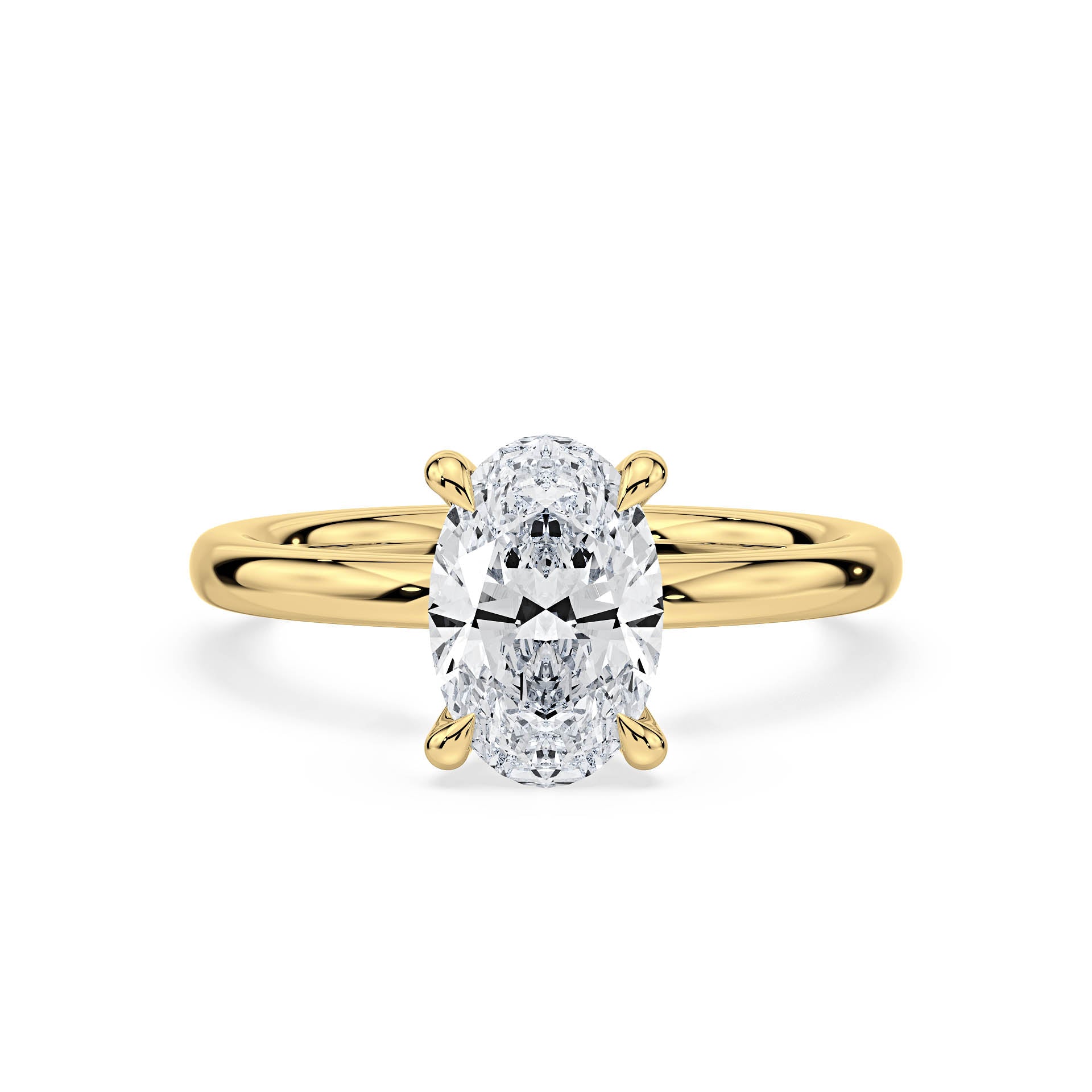 4-CLAW SOLITAIRE OVAL DIAMOND ENGAGEMENT RING in 18ct Yellow Gold