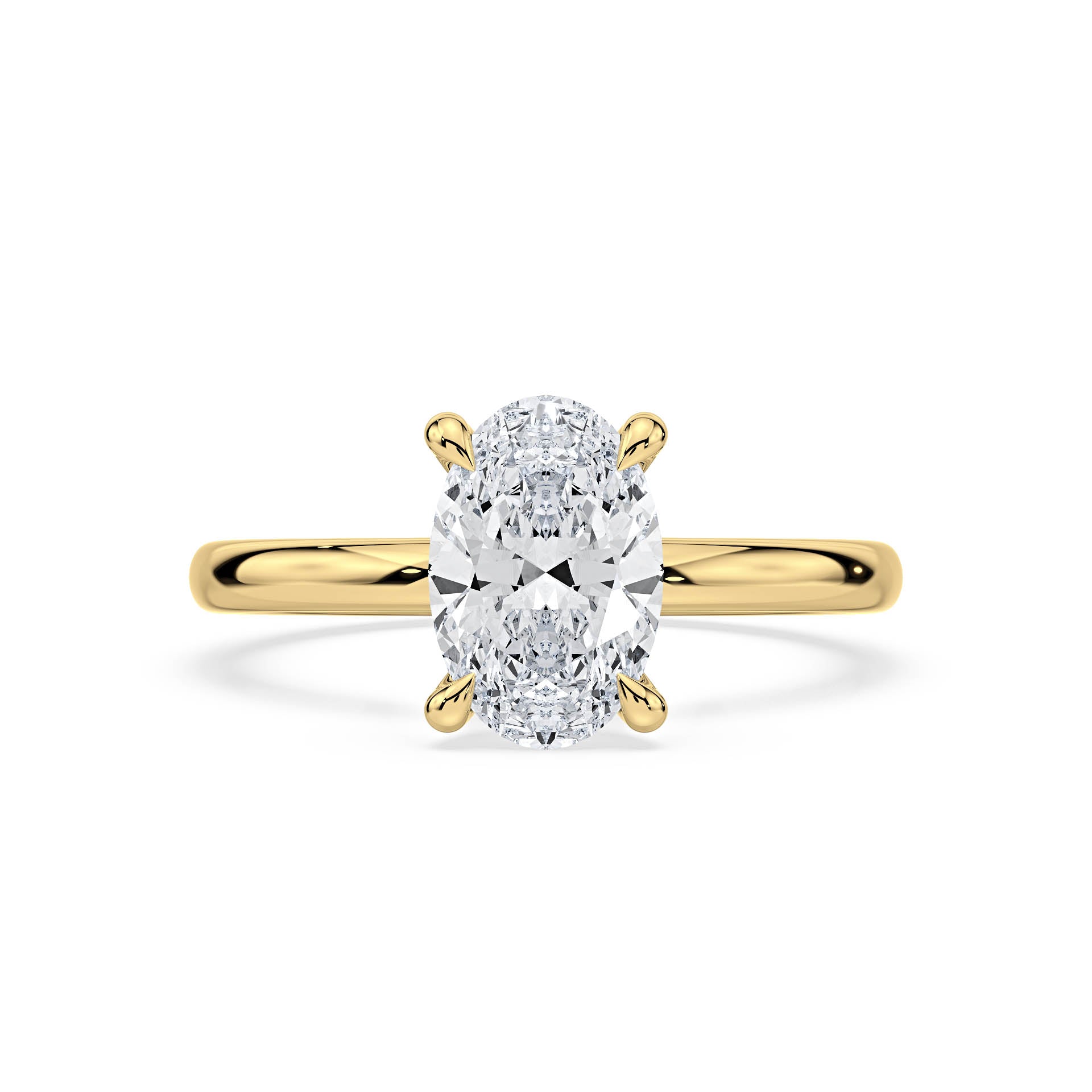 4-CLAW SOLITAIRE OVAL DIAMOND ENGAGEMENT RING in 18ct Yellow Gold