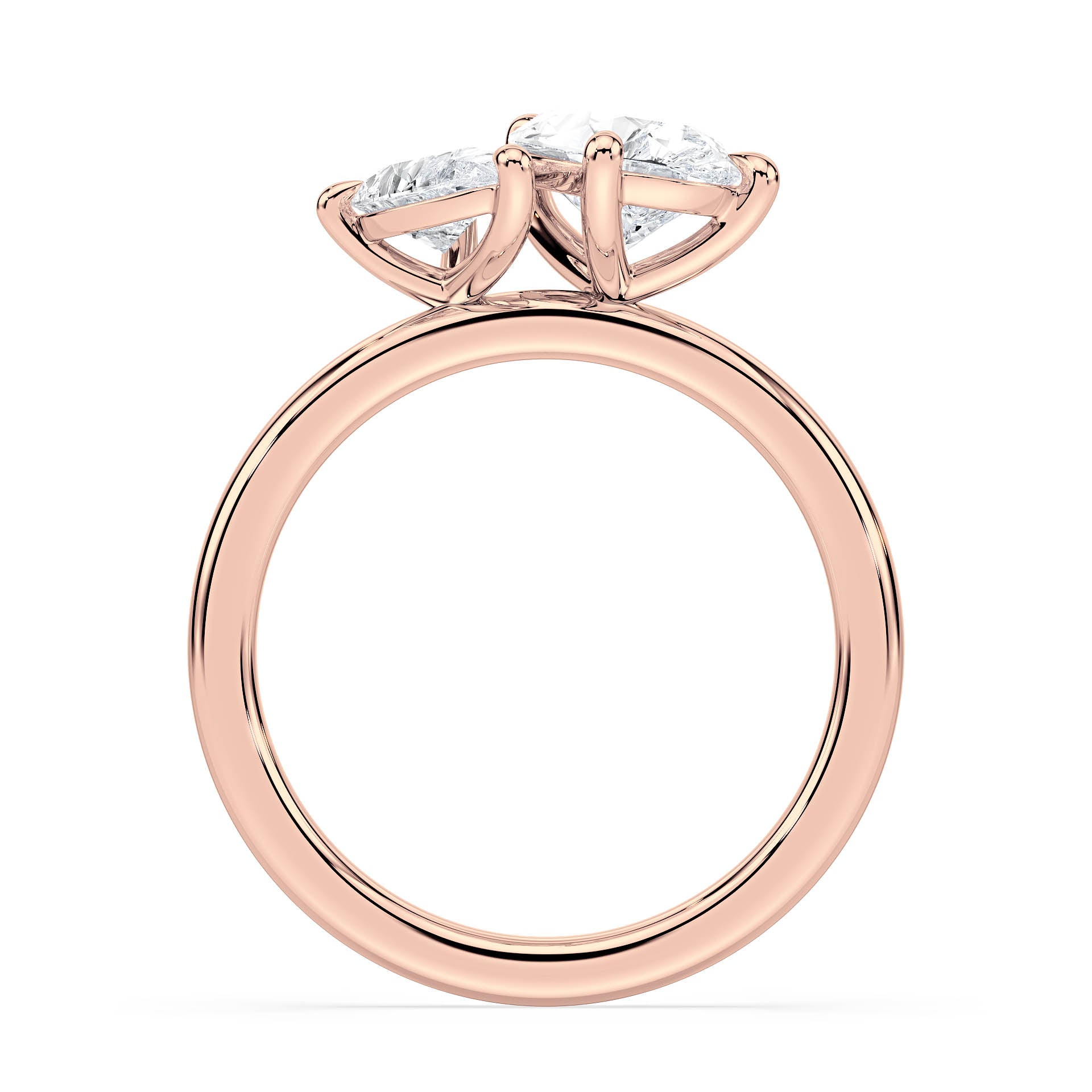 4-CLAW TOI ET MOI PEAR-SHAPED DIAMOND ENGAGEMENT RING in 18ct Rose Gold