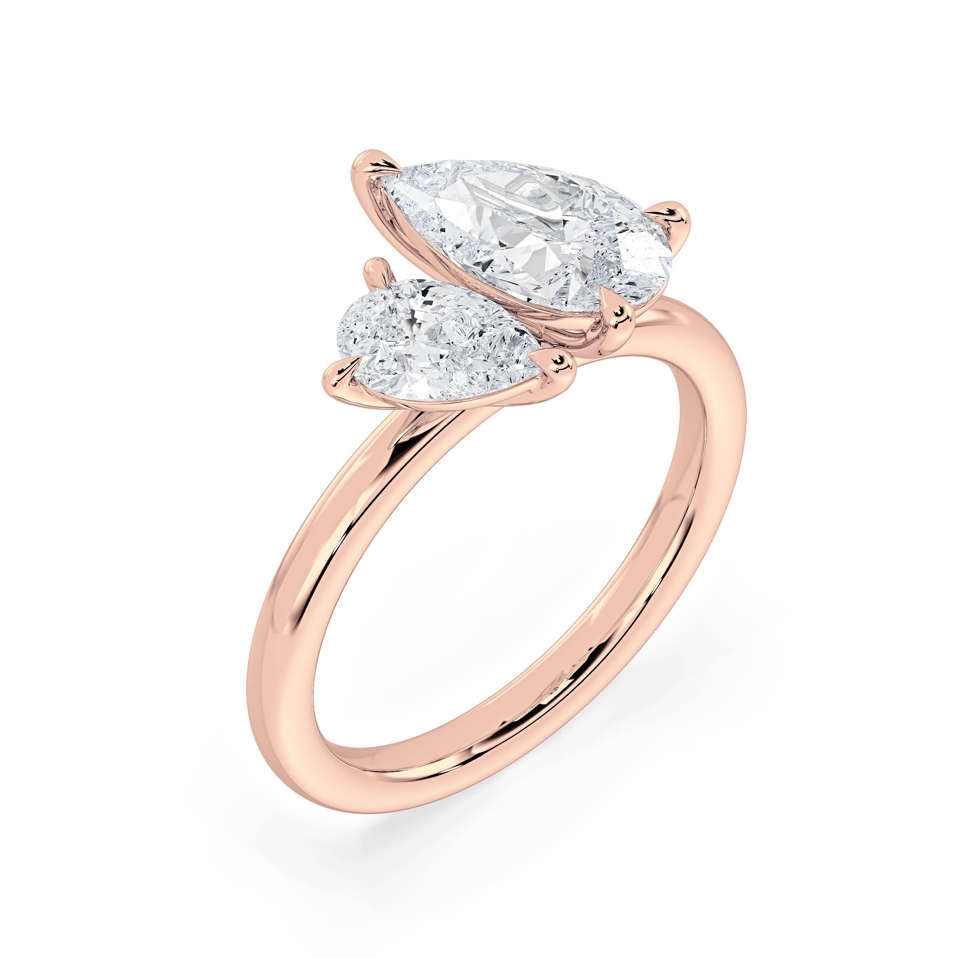 4-CLAW TOI ET MOI PEAR-SHAPED DIAMOND ENGAGEMENT RING in 18ct Rose Gold