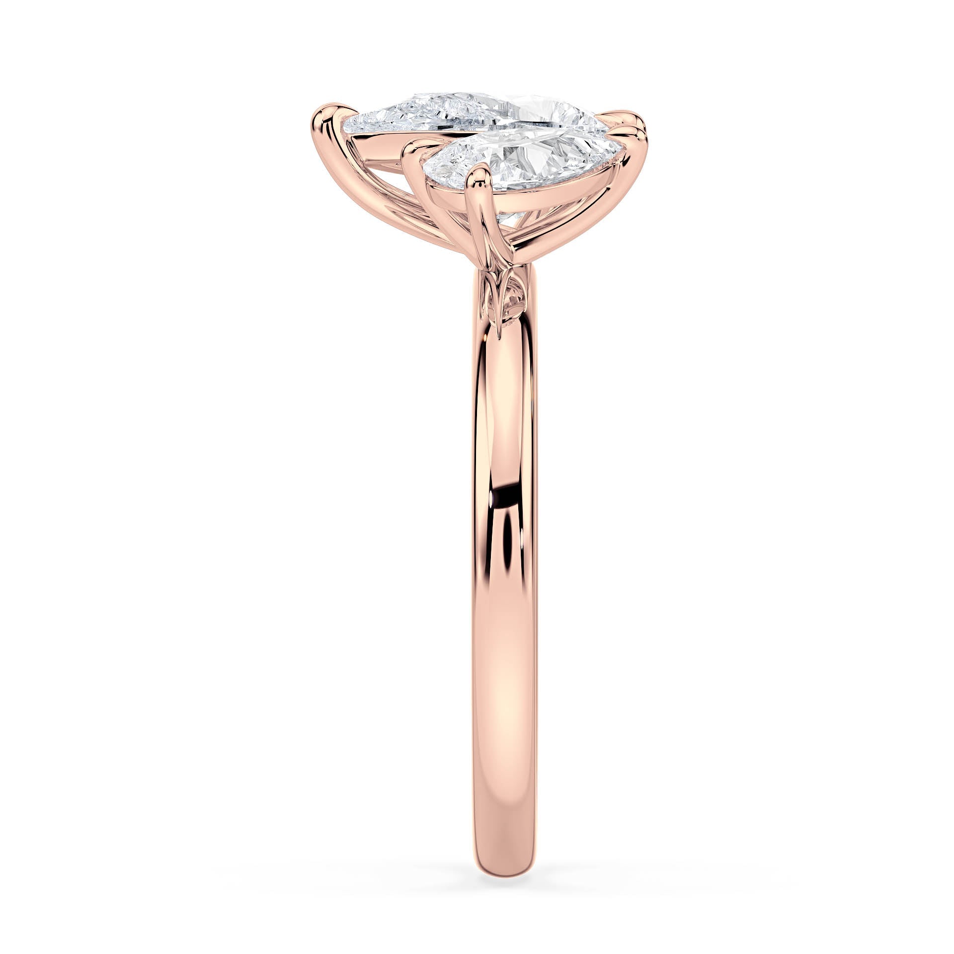 4-CLAW TOI ET MOI PEAR-SHAPED DIAMOND ENGAGEMENT RING in 18ct Rose Gold