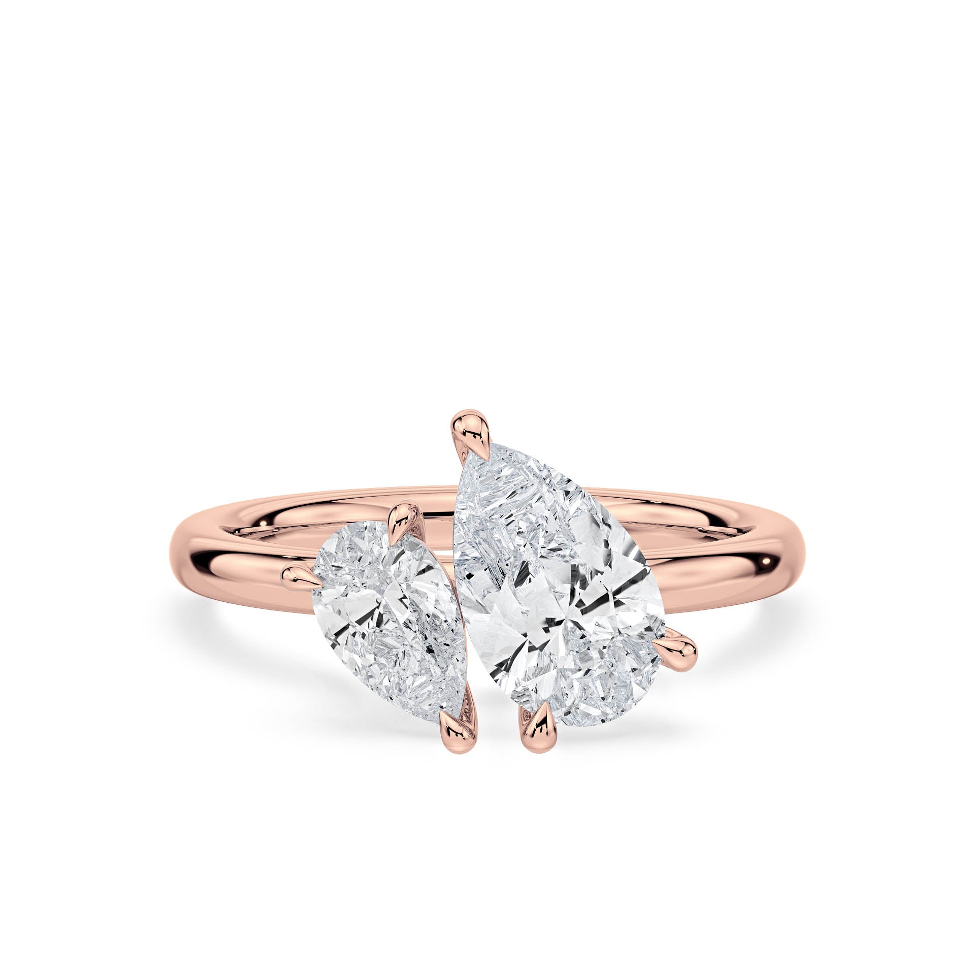 4-CLAW TOI ET MOI PEAR-SHAPED DIAMOND ENGAGEMENT RING in 18ct Rose Gold