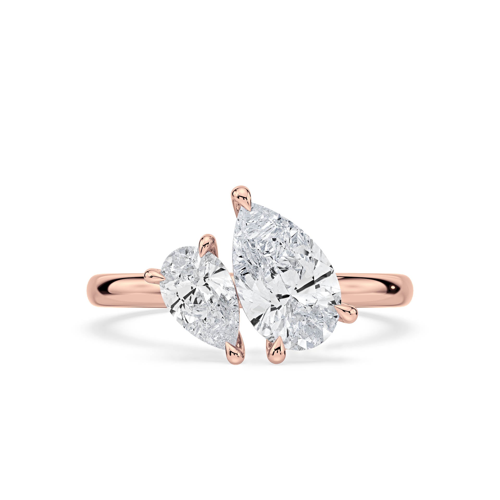 4-CLAW TOI ET MOI PEAR-SHAPED DIAMOND ENGAGEMENT RING in 18ct Rose Gold