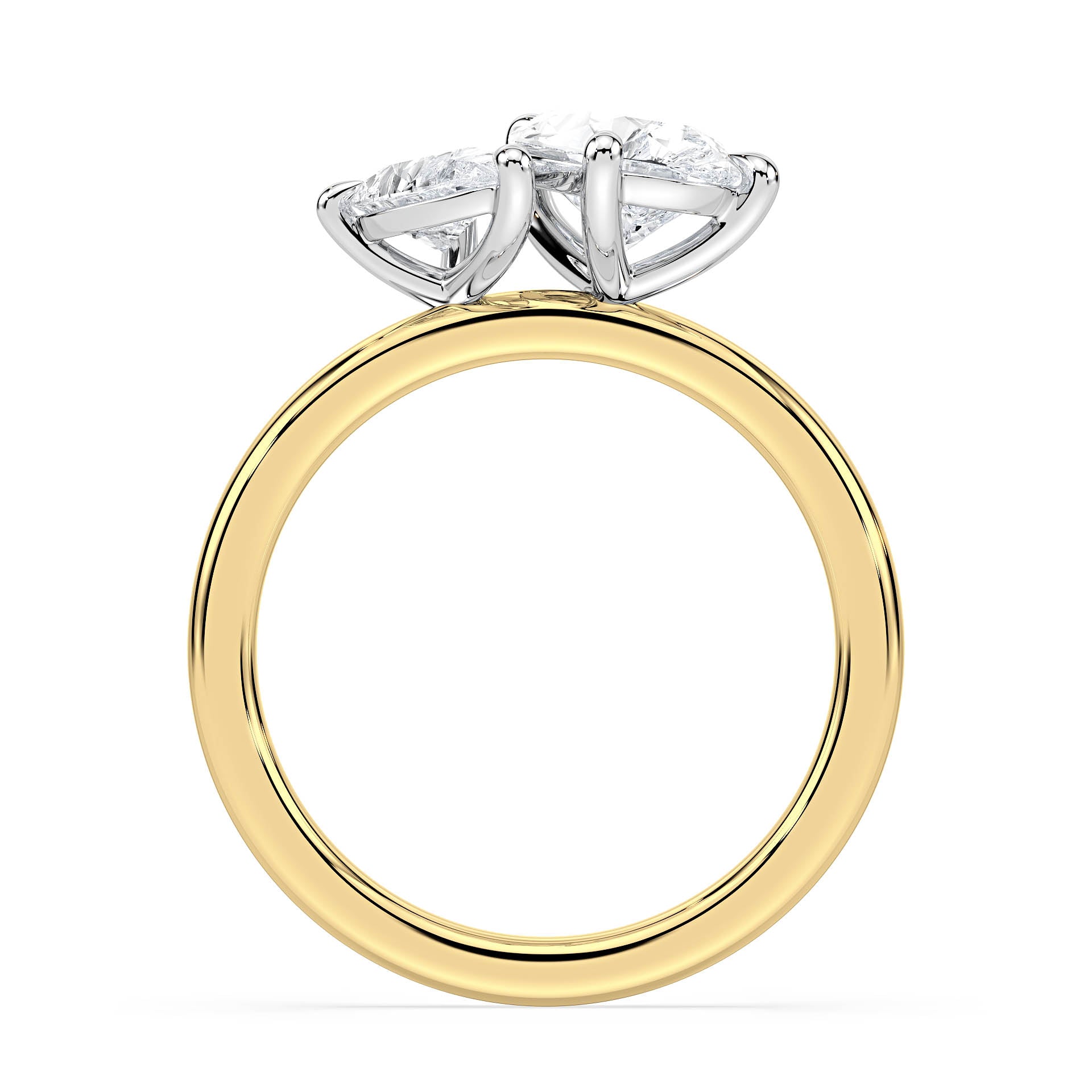 4-CLAW TOI ET MOI PEAR-SHAPED DIAMOND ENGAGEMENT RING in 18ct Two Tone Gold