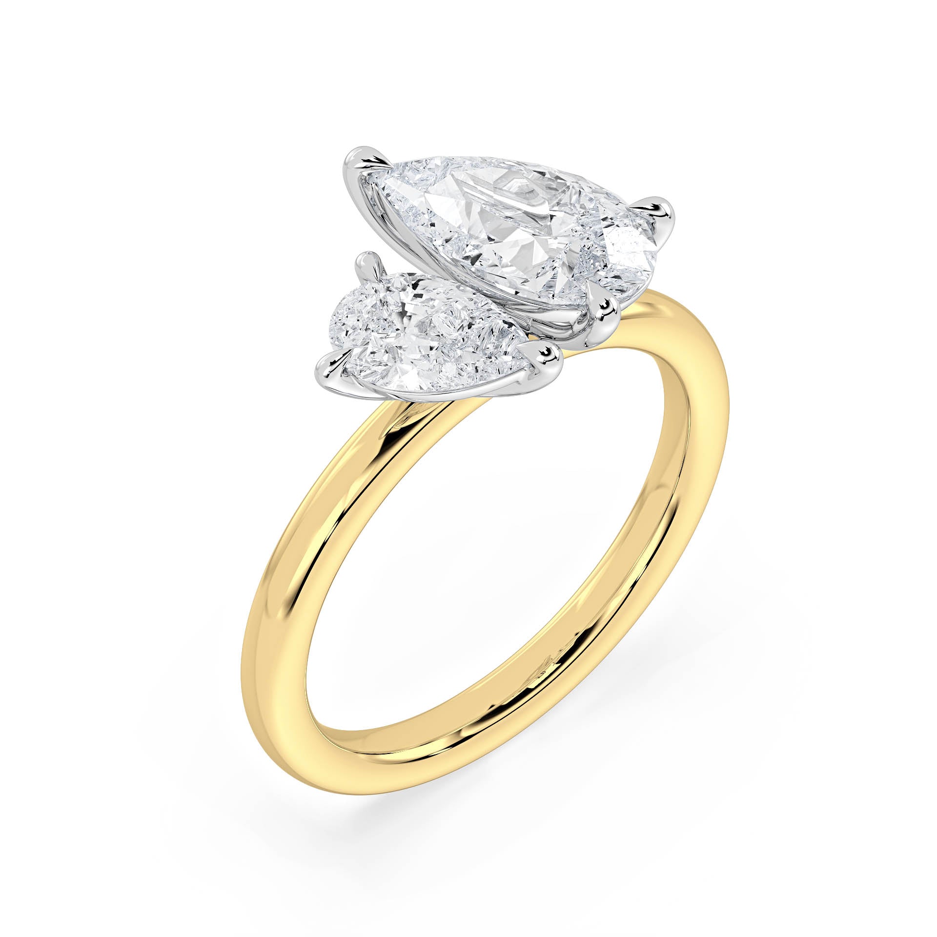 4-CLAW TOI ET MOI PEAR-SHAPED DIAMOND ENGAGEMENT RING in 18ct Two Tone Gold