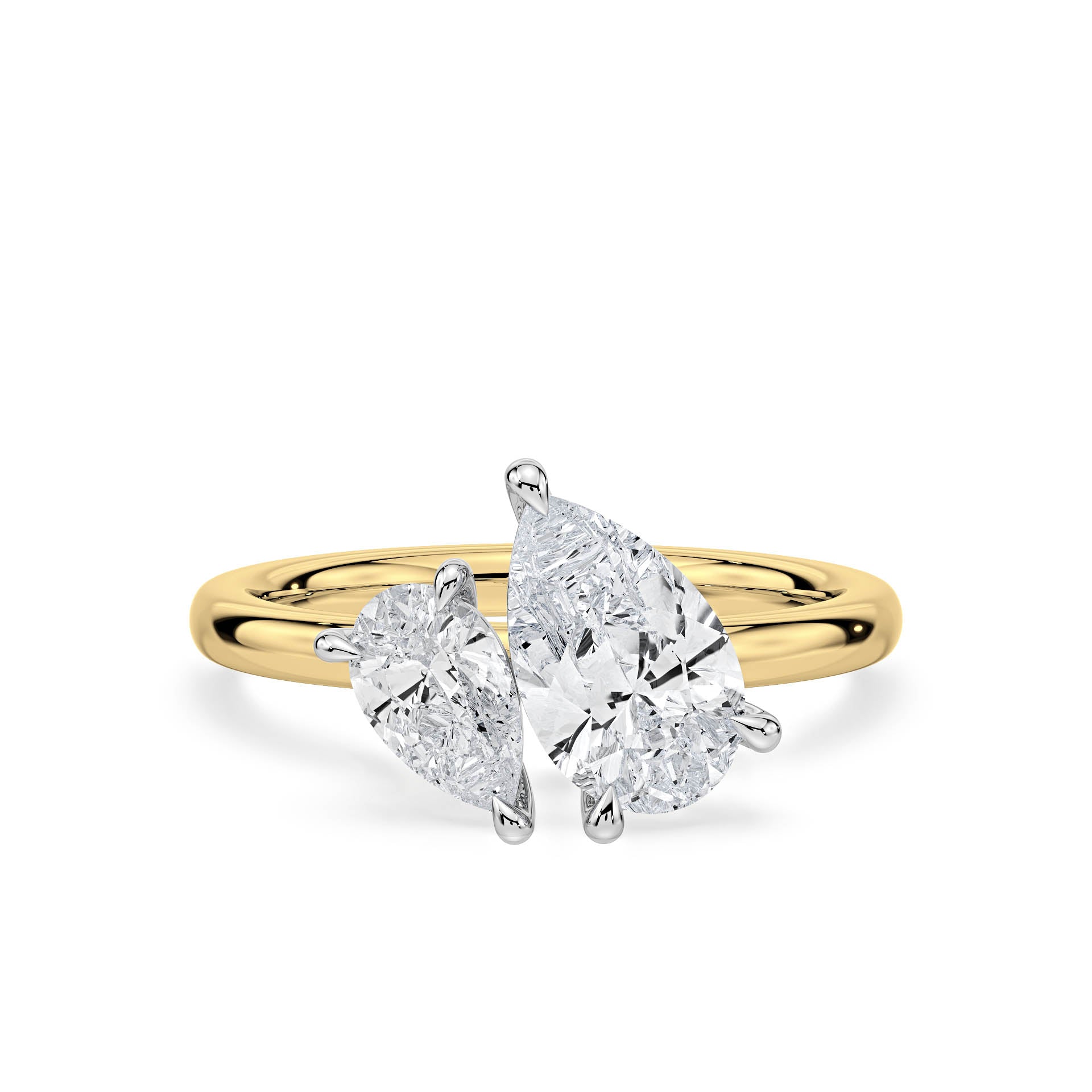 4-CLAW TOI ET MOI PEAR-SHAPED DIAMOND ENGAGEMENT RING in 18ct Two Tone Gold