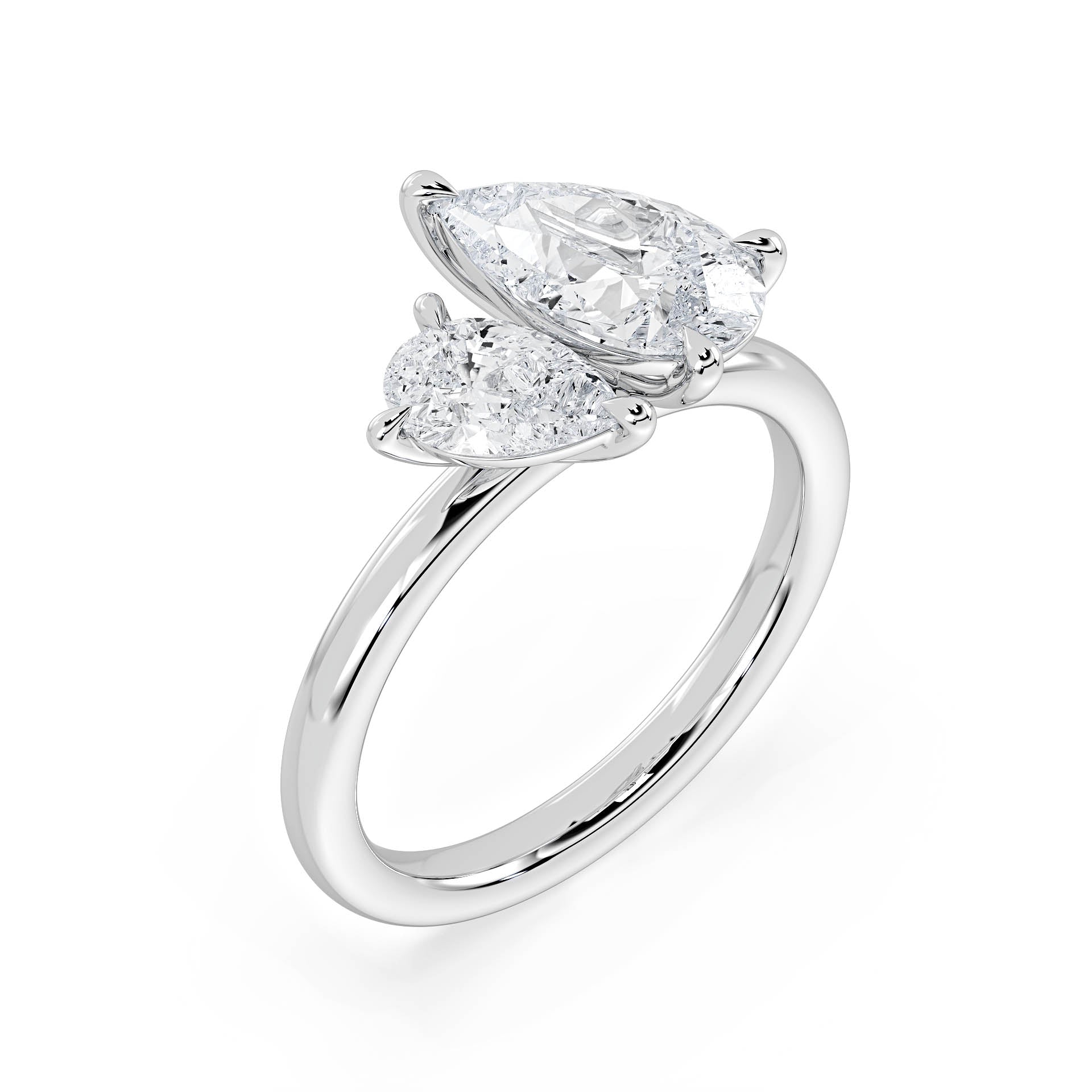 4-CLAW TOI ET MOI PEAR-SHAPED DIAMOND ENGAGEMENT RING in 18ct White Gold