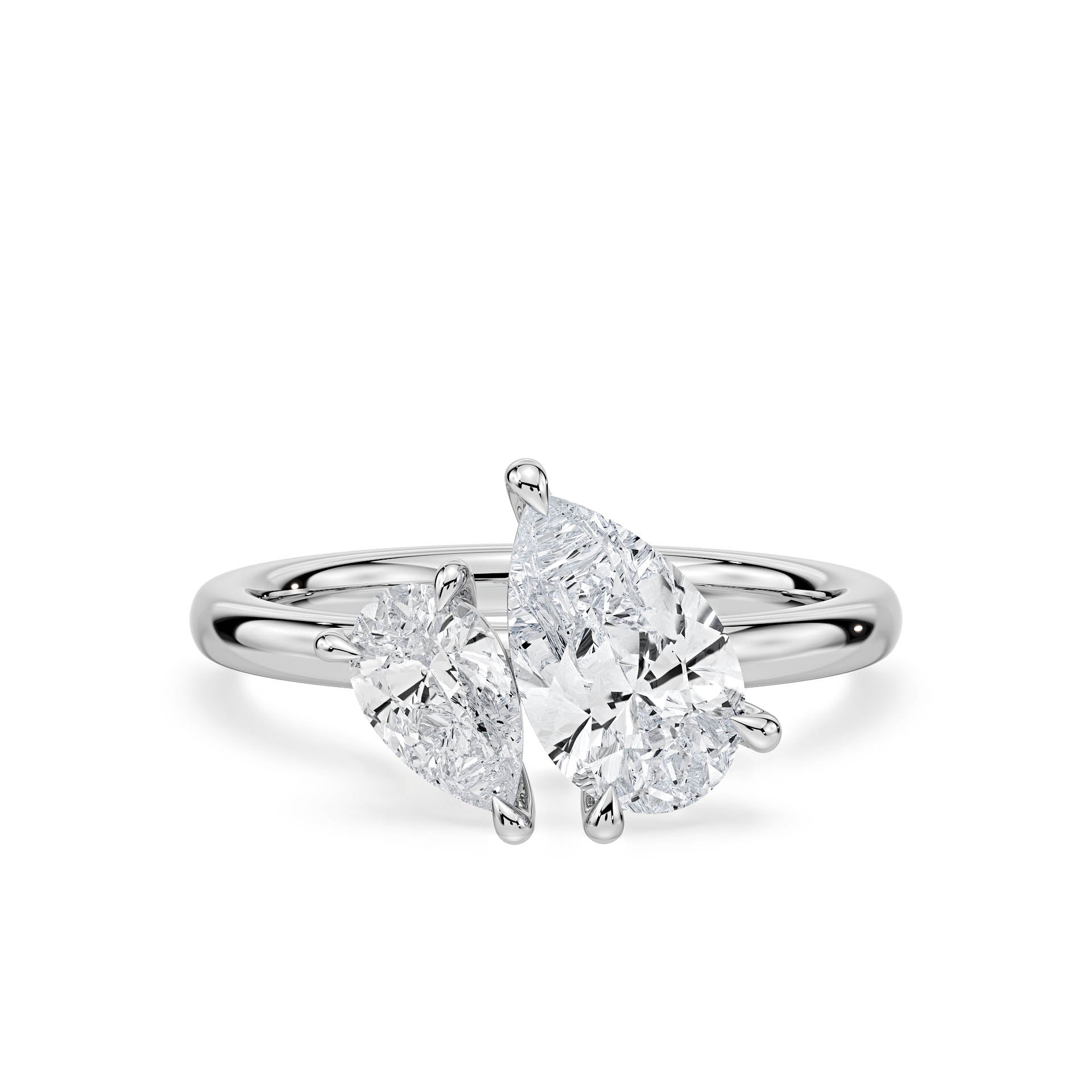 4-CLAW TOI ET MOI PEAR-SHAPED DIAMOND ENGAGEMENT RING in 18ct White Gold