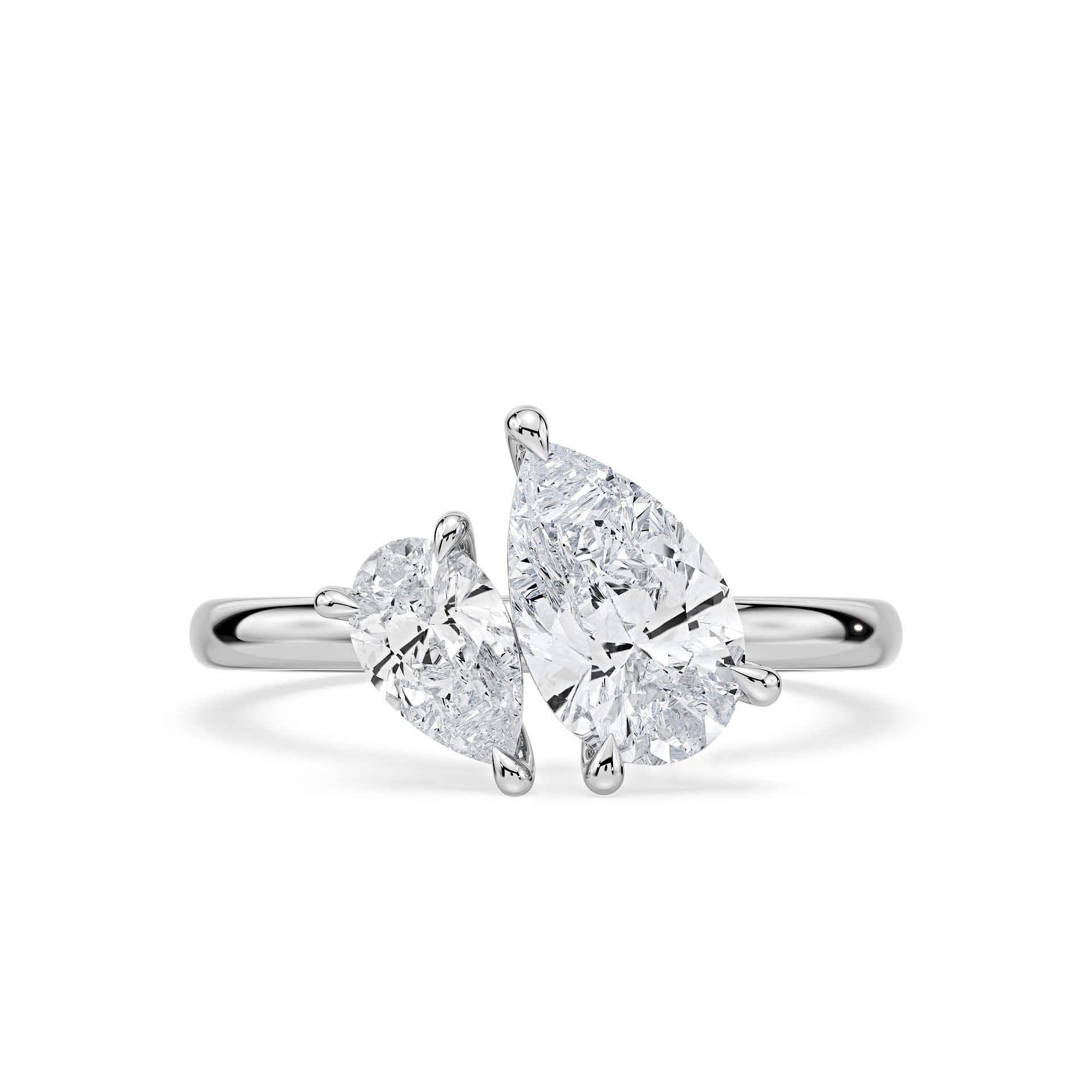 4-CLAW TOI ET MOI PEAR-SHAPED DIAMOND ENGAGEMENT RING in 18ct White Gold