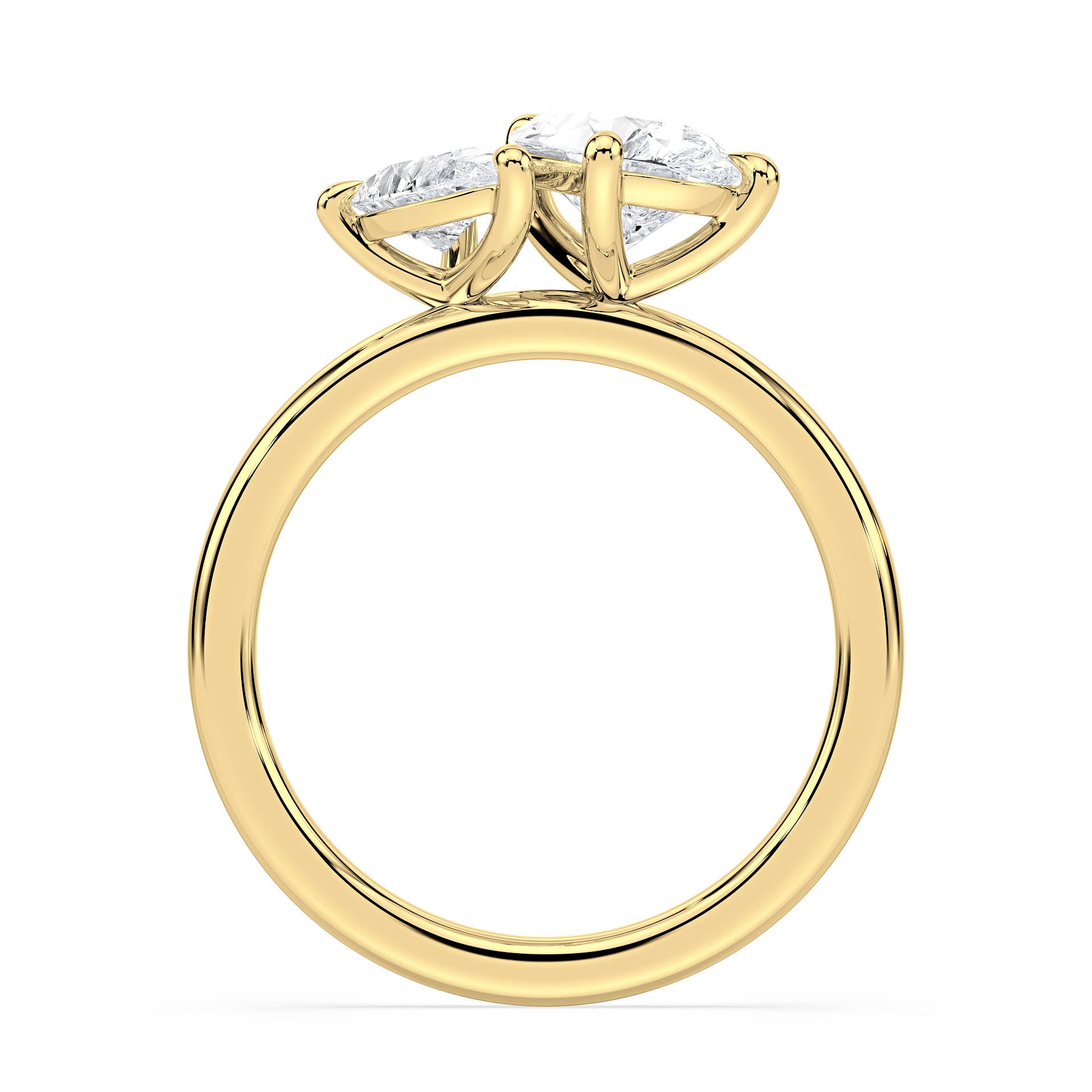 4-CLAW TOI ET MOI PEAR-SHAPED DIAMOND ENGAGEMENT RING in 18ct Yellow Gold