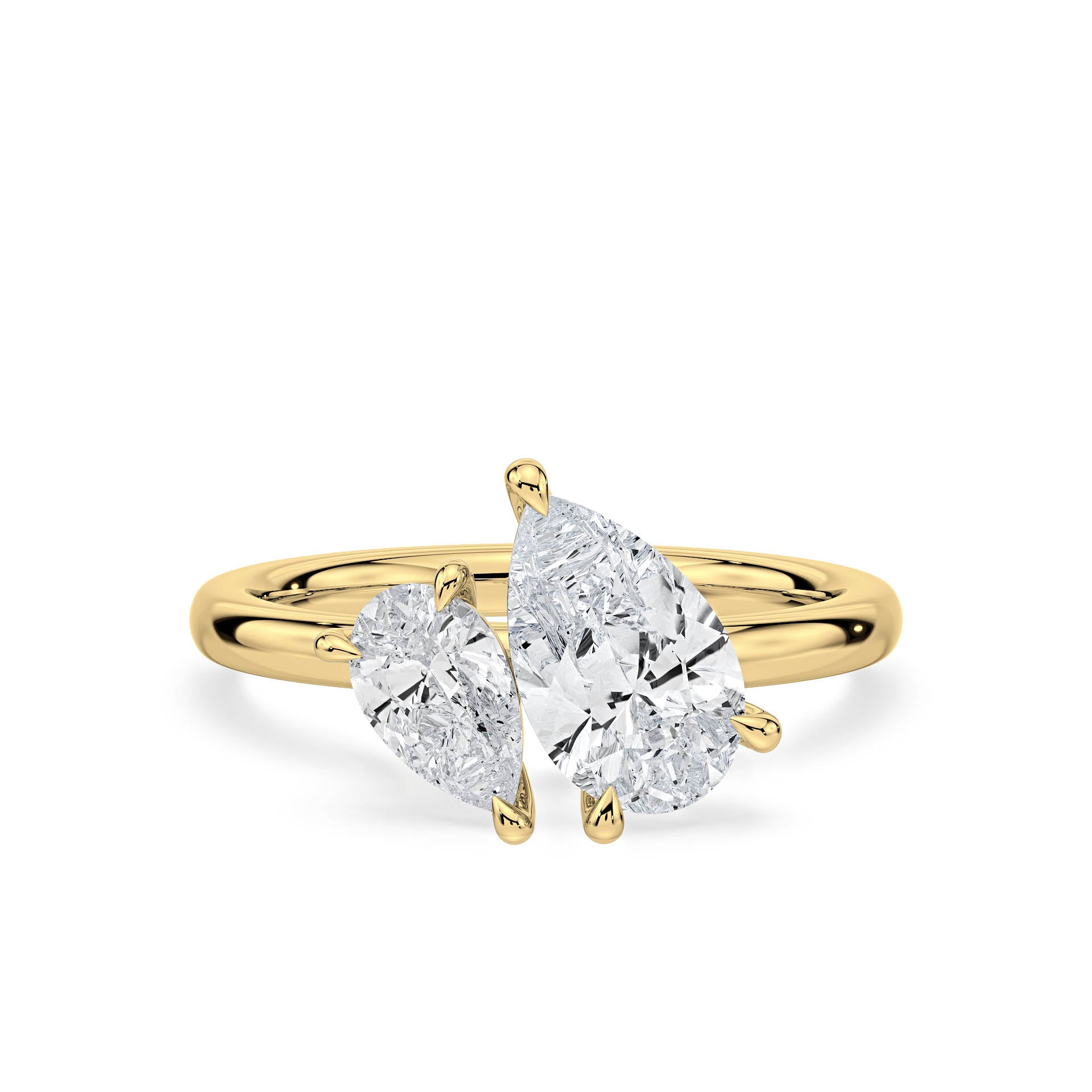 4-CLAW TOI ET MOI PEAR-SHAPED DIAMOND ENGAGEMENT RING in 18ct Yellow Gold