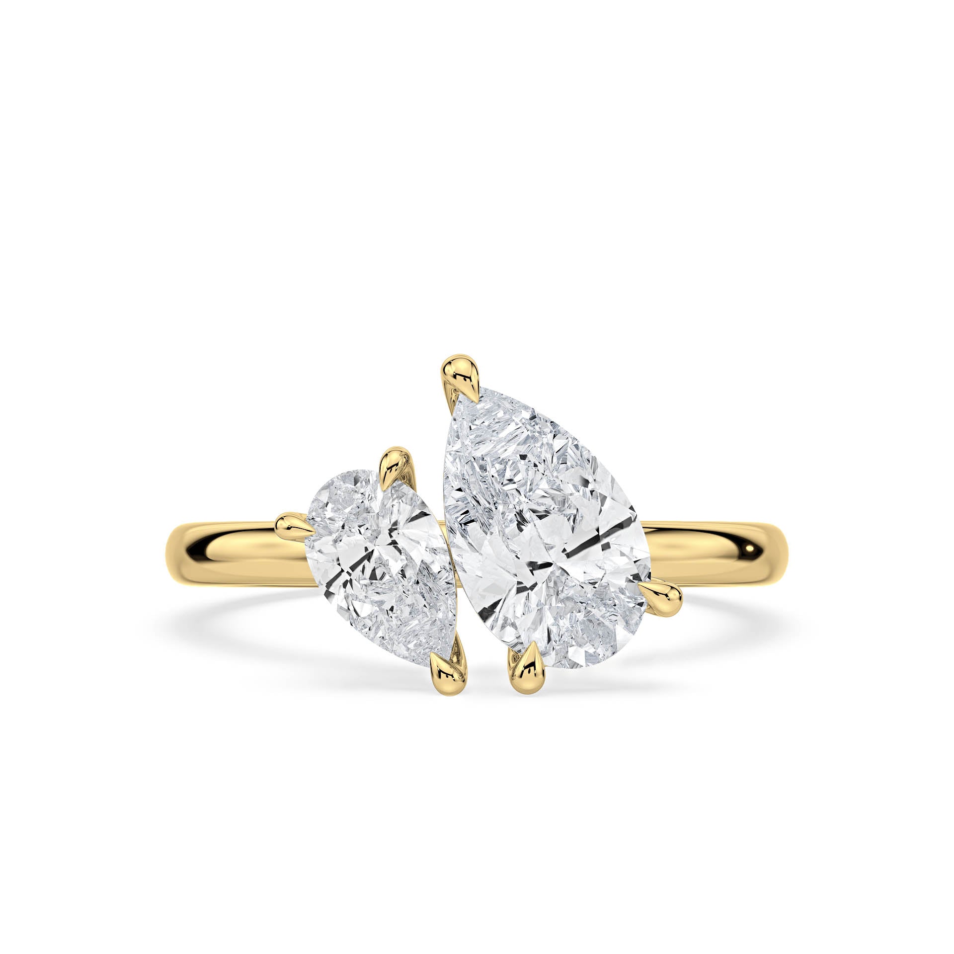 4-CLAW TOI ET MOI PEAR-SHAPED DIAMOND ENGAGEMENT RING in 18ct Yellow Gold