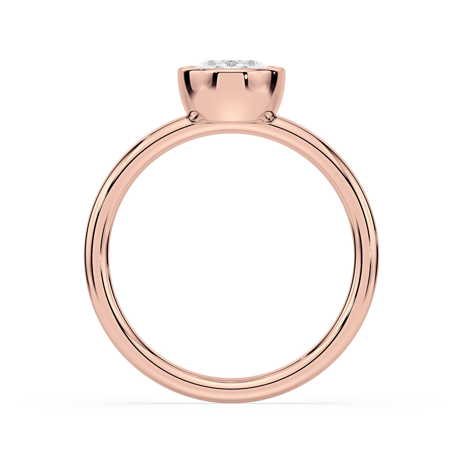 BEZEL SET SOLITAIRE OVAL DIAMOND ENGAGEMENT RING in 18ct Rose Gold