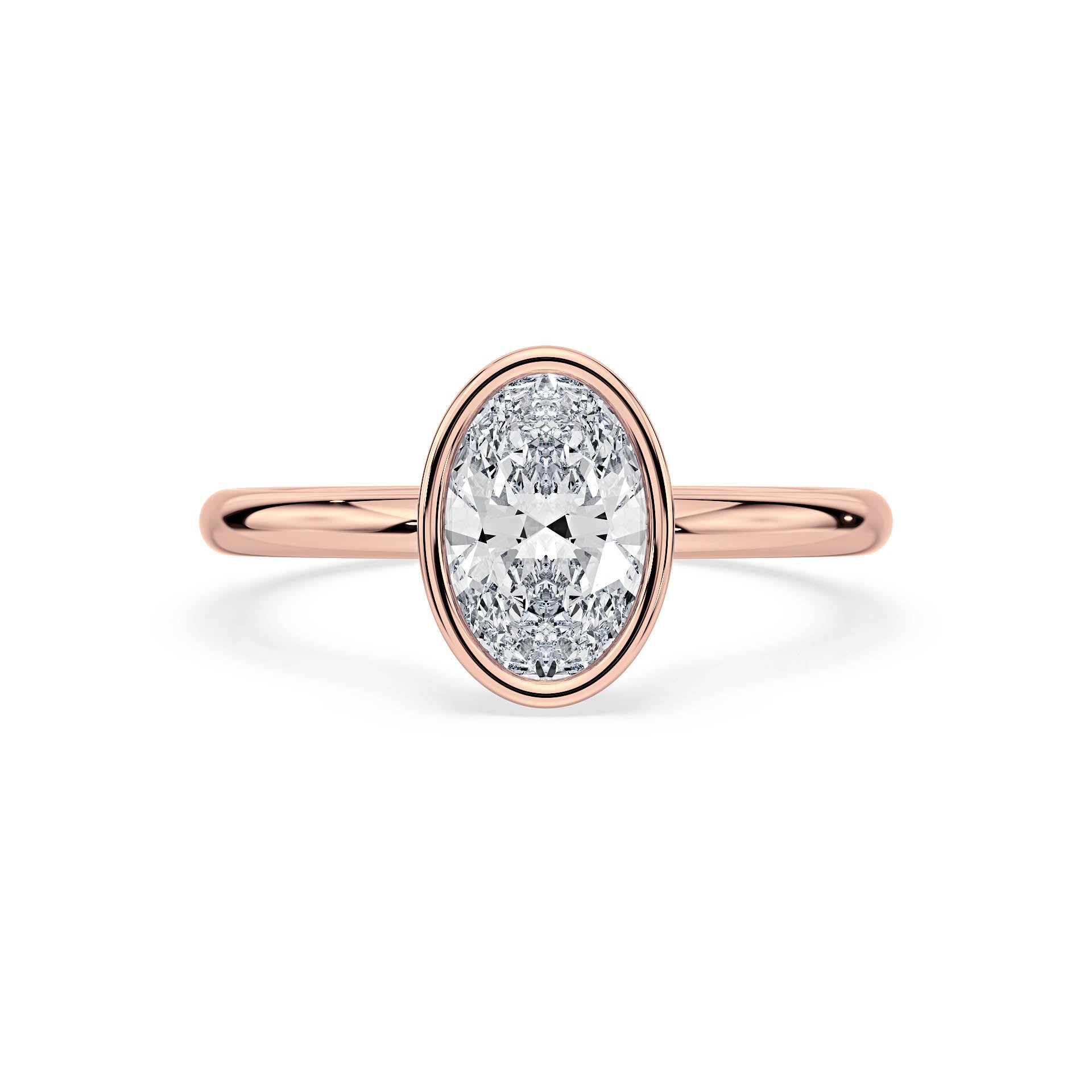 BEZEL SET SOLITAIRE OVAL DIAMOND ENGAGEMENT RING in 18ct Rose Gold