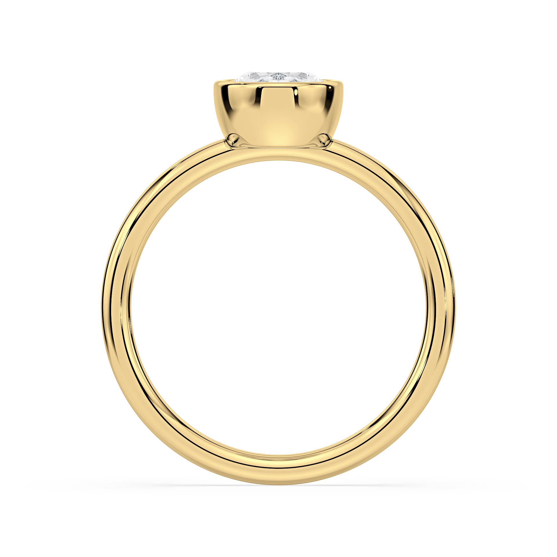 BEZEL SET SOLITAIRE OVAL DIAMOND ENGAGEMENT RING in 18ct Yellow Gold