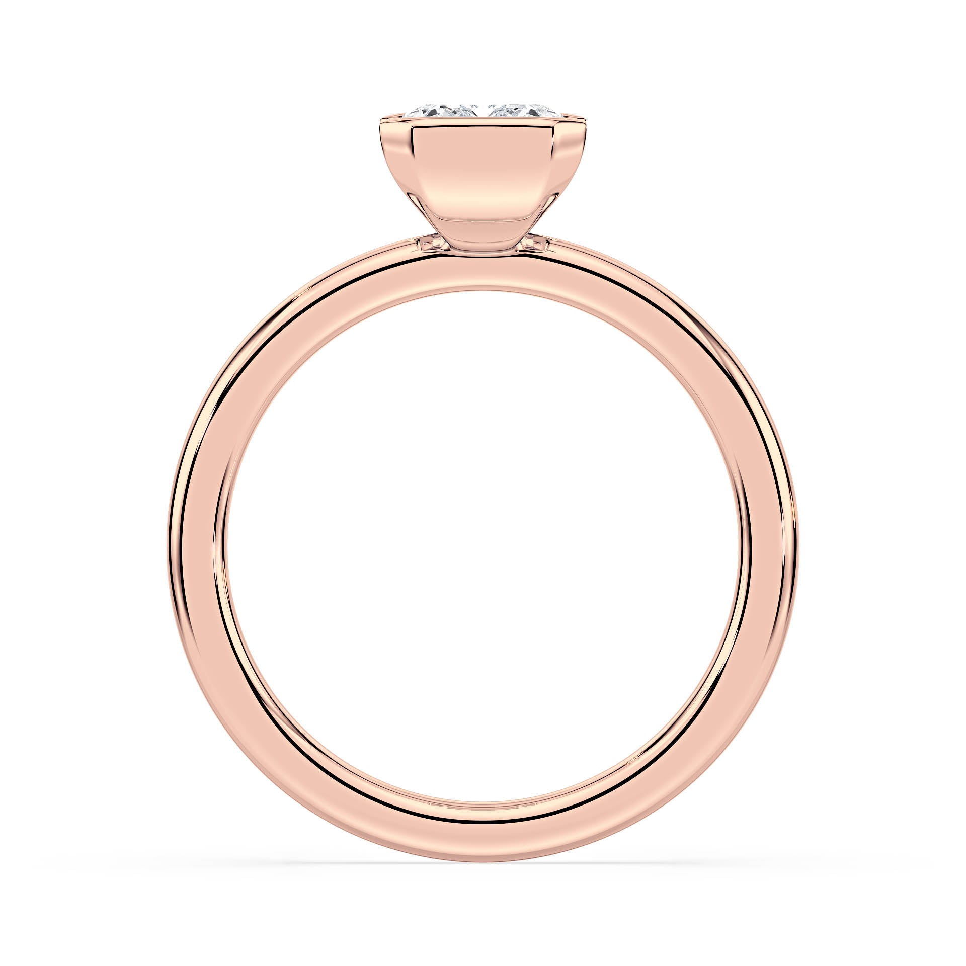 SEMI-BEZEL SET SOLITAIRE EMERALD CUT DIAMOND ENGAGEMENT RING in 18ct Rose Gold