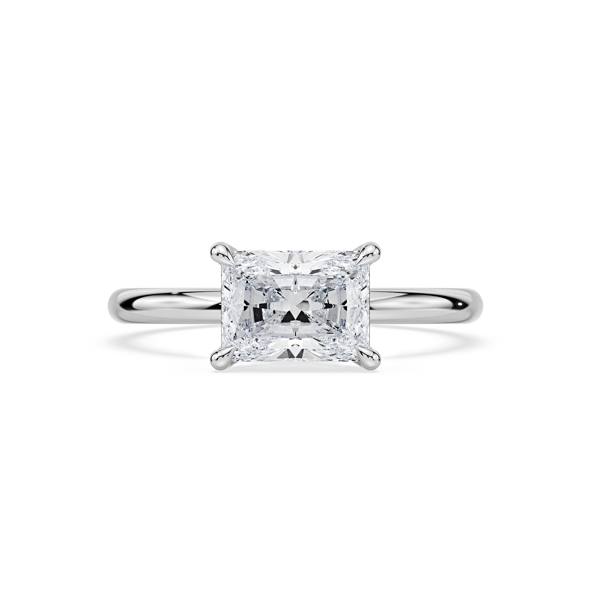 4-CLAW EAST TO WEST SOLITAIRE RADIANT CUT DIAMOND ENGAGEMENT RING in 18ct White Gold