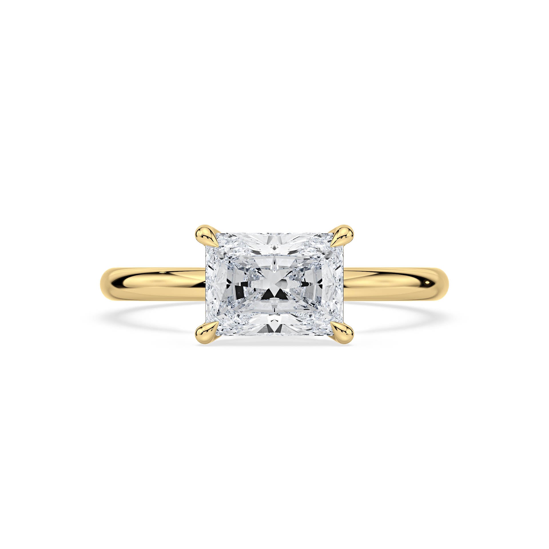 4-CLAW EAST TO WEST SOLITAIRE RADIANT CUT DIAMOND ENGAGEMENT RING in 18ct Yellow Gold