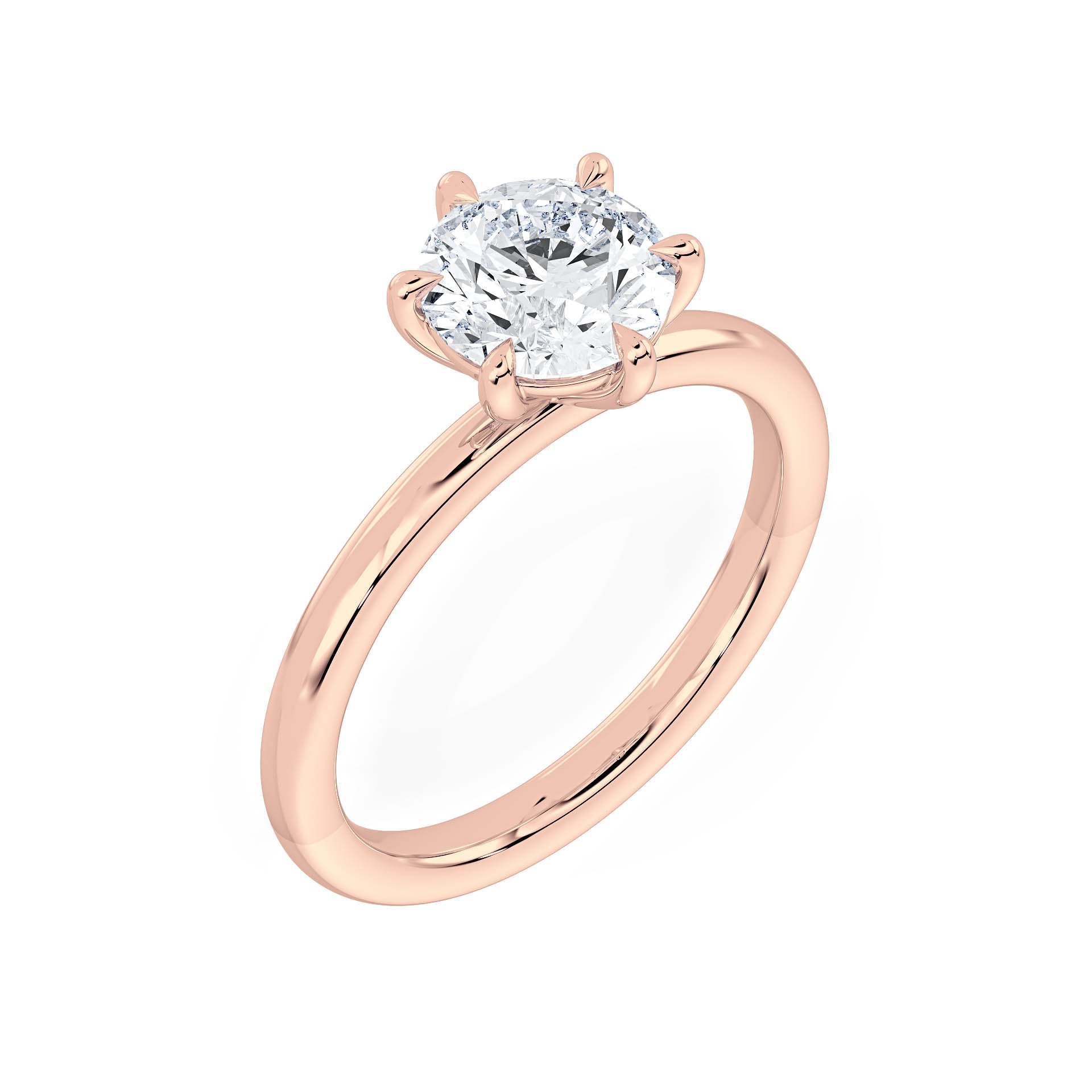 6-CLAW SOLITAIRE ROUND DIAMOND ENGAGEMENT RING in 18ct Rose Gold