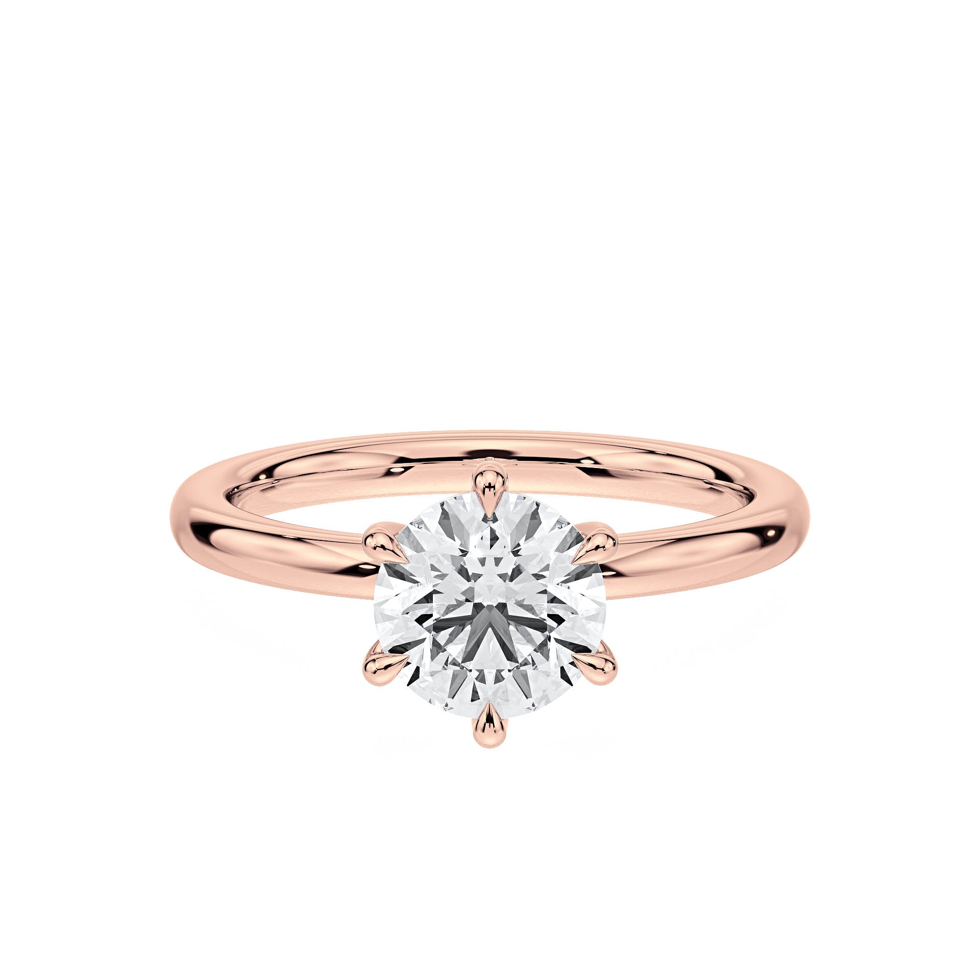 6-CLAW SOLITAIRE ROUND DIAMOND ENGAGEMENT RING in 18ct Rose Gold