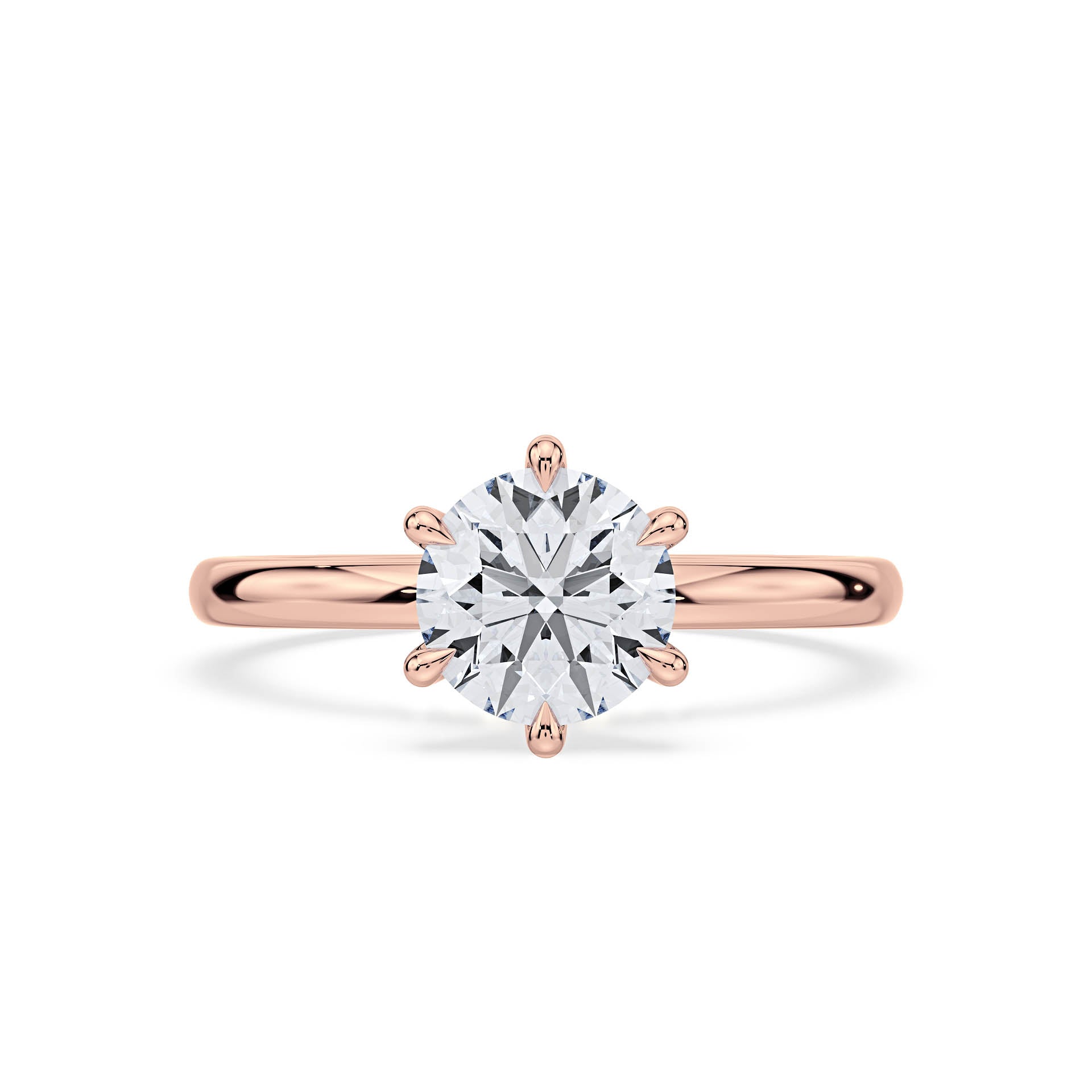 6-CLAW SOLITAIRE ROUND DIAMOND ENGAGEMENT RING in 18ct Rose Gold