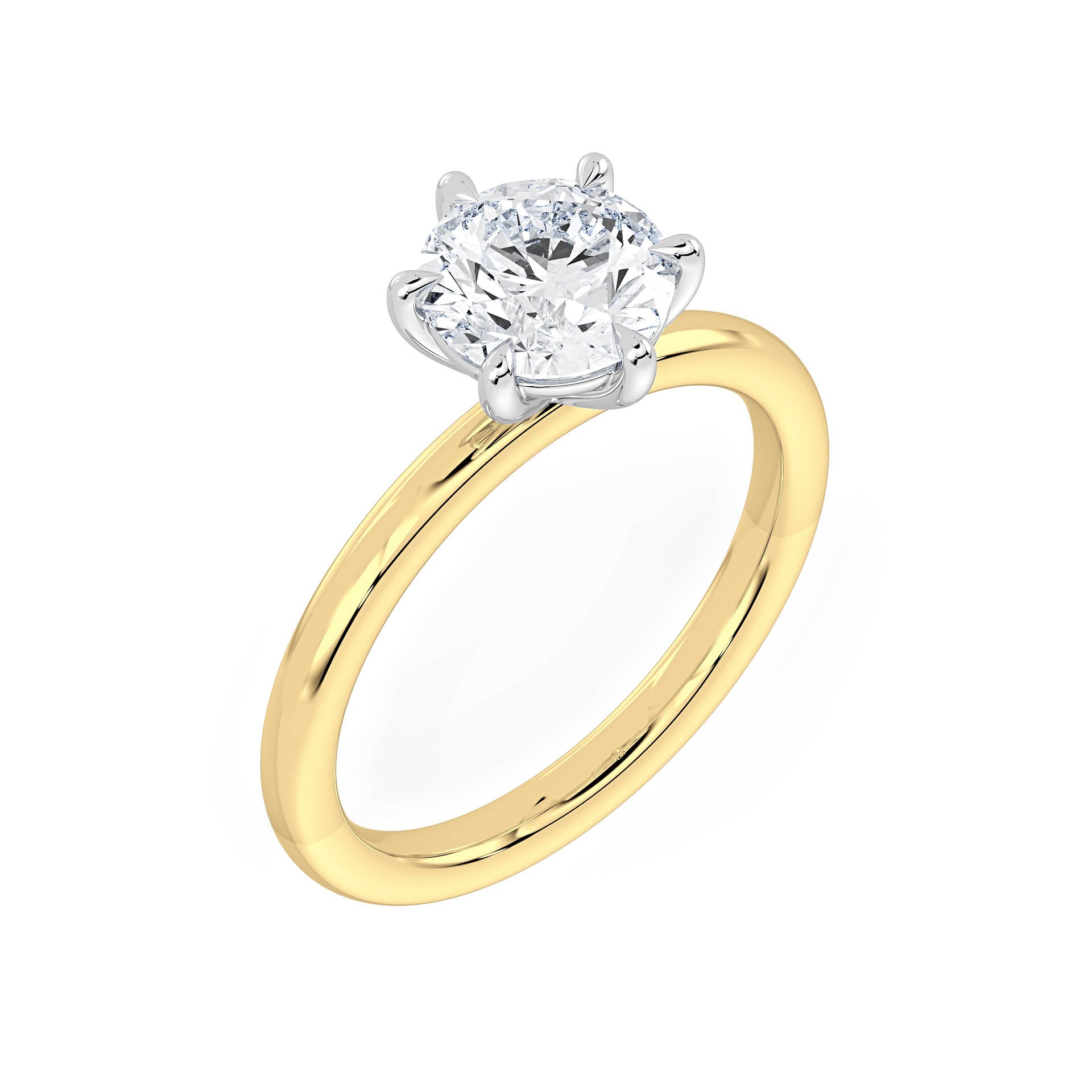 6-CLAW SOLITAIRE ROUND DIAMOND ENGAGEMENT RING in 18ct Two Tone Gold