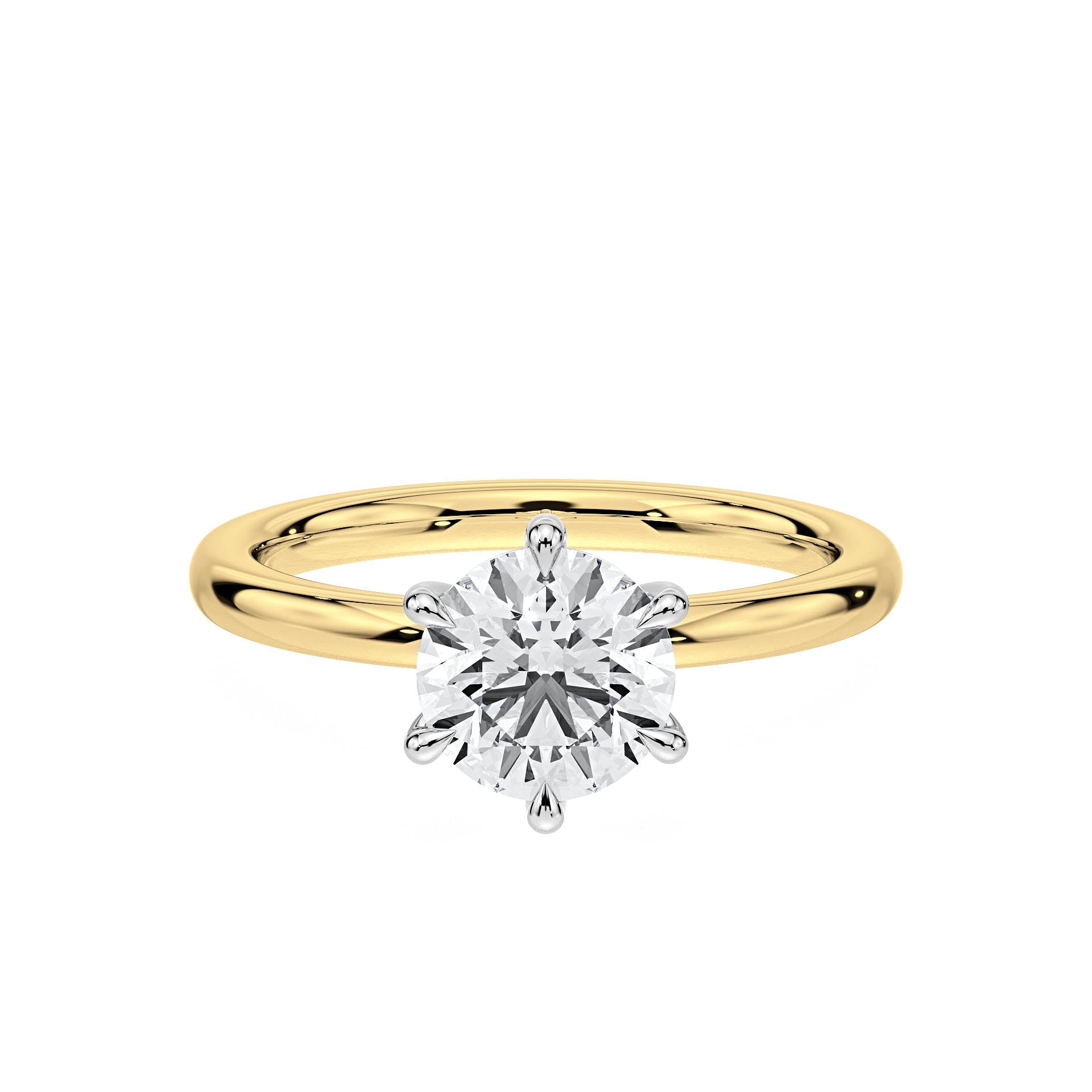 6-CLAW SOLITAIRE ROUND DIAMOND ENGAGEMENT RING in 18ct Two Tone Gold