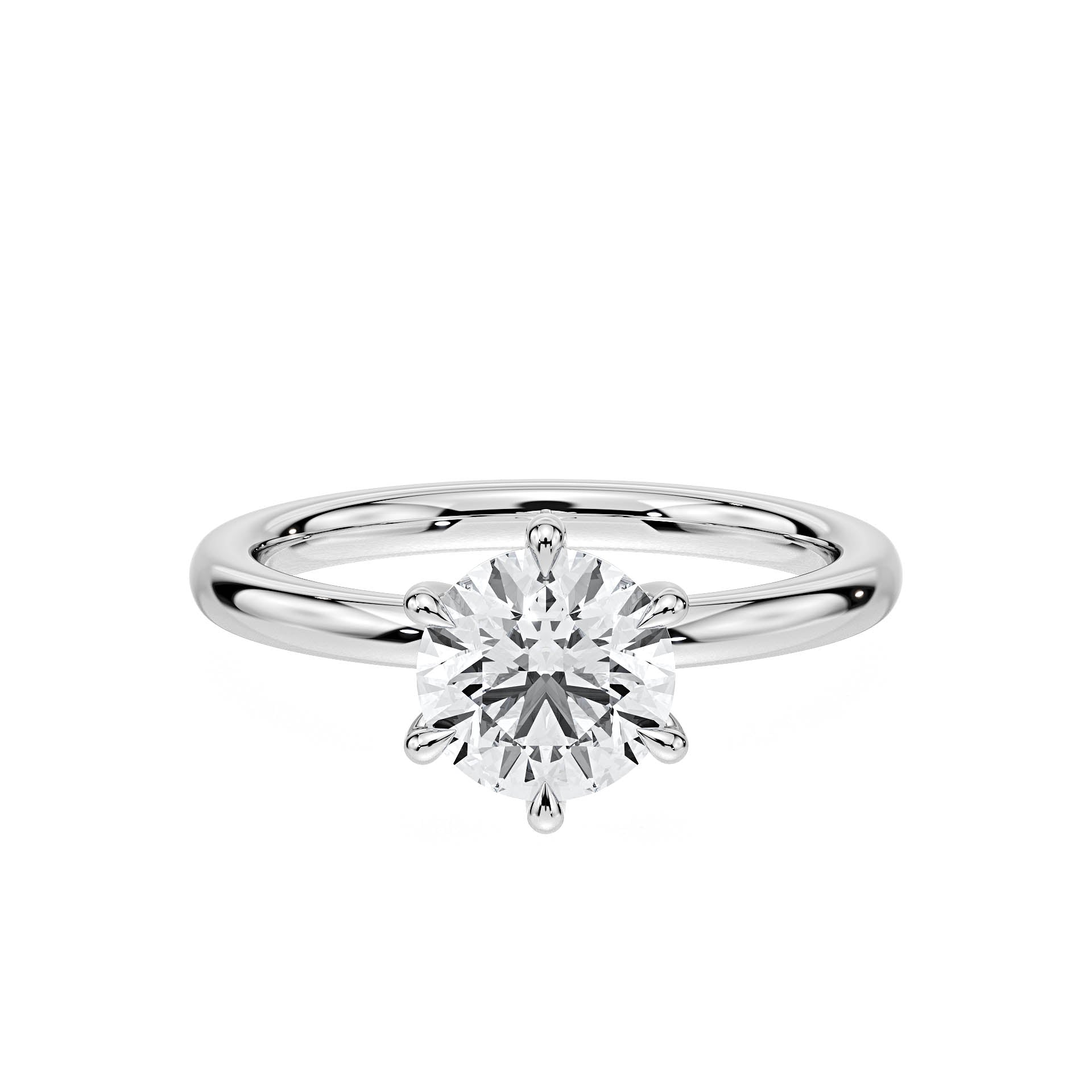 6-CLAW SOLITAIRE ROUND DIAMOND ENGAGEMENT RING in 18ct White Gold