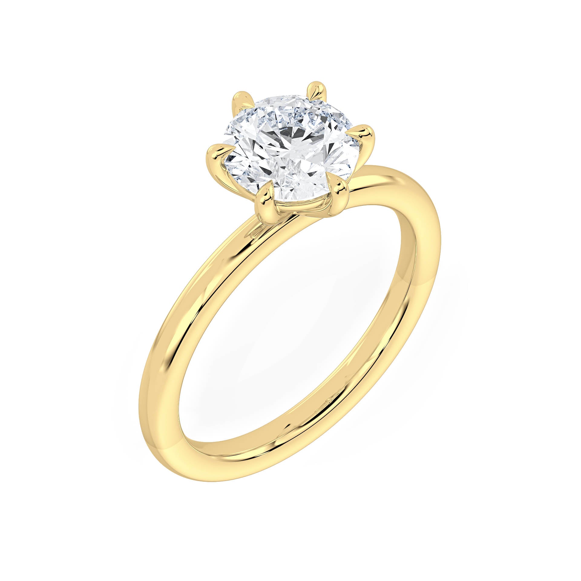 6-CLAW SOLITAIRE ROUND DIAMOND ENGAGEMENT RING in 18ct Yellow Gold