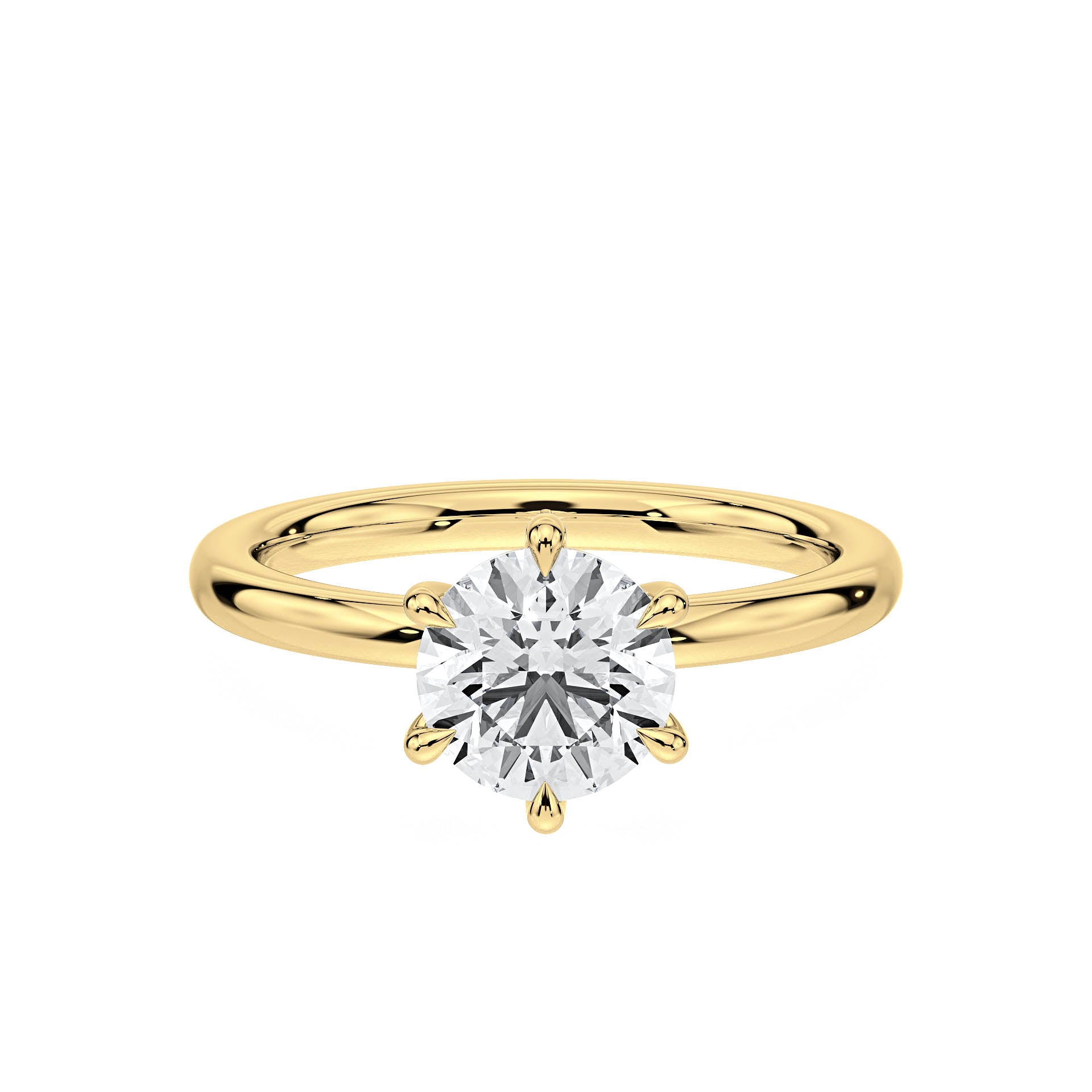 6-CLAW SOLITAIRE ROUND DIAMOND ENGAGEMENT RING in 18ct Yellow Gold