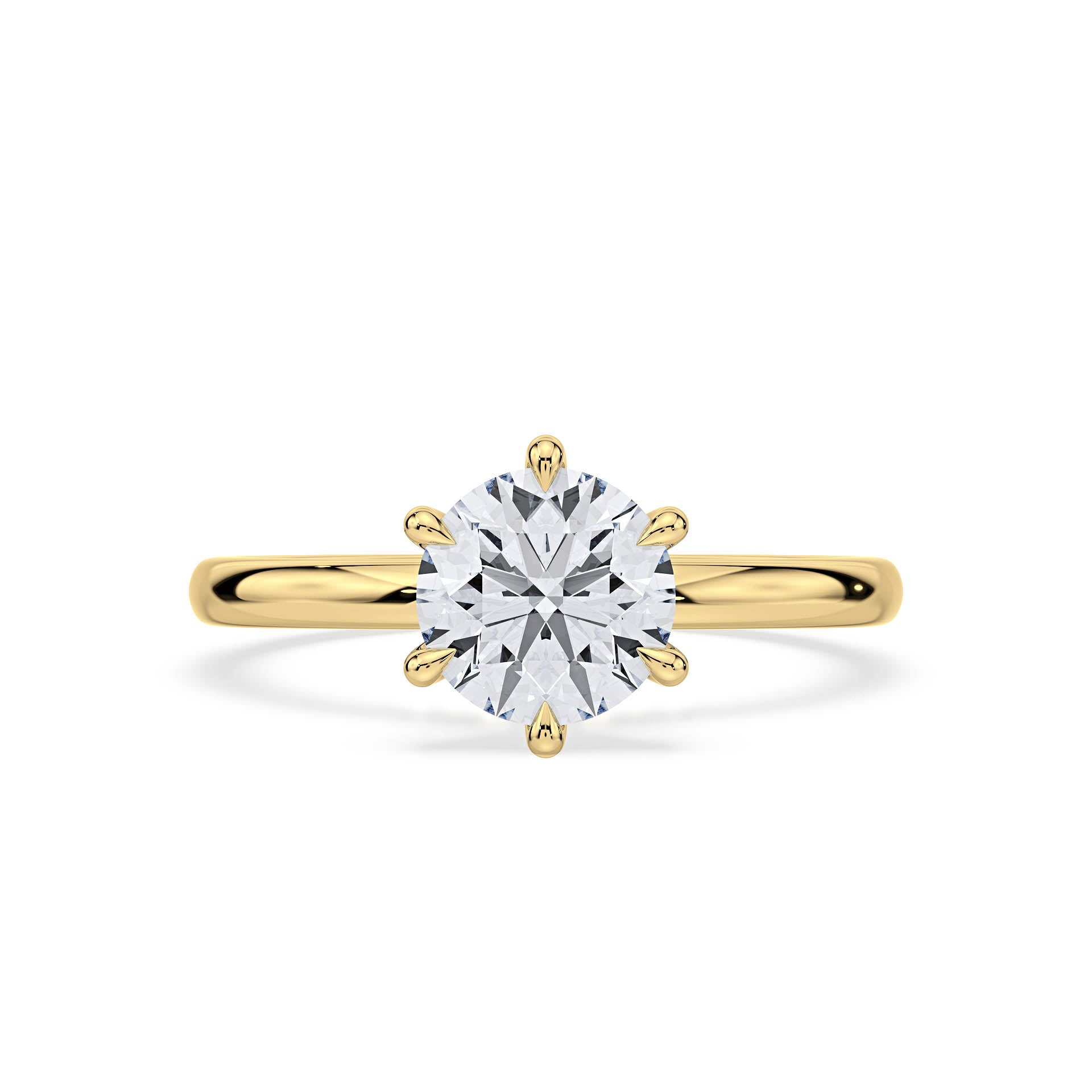 6-CLAW SOLITAIRE ROUND DIAMOND ENGAGEMENT RING in 18ct Yellow Gold