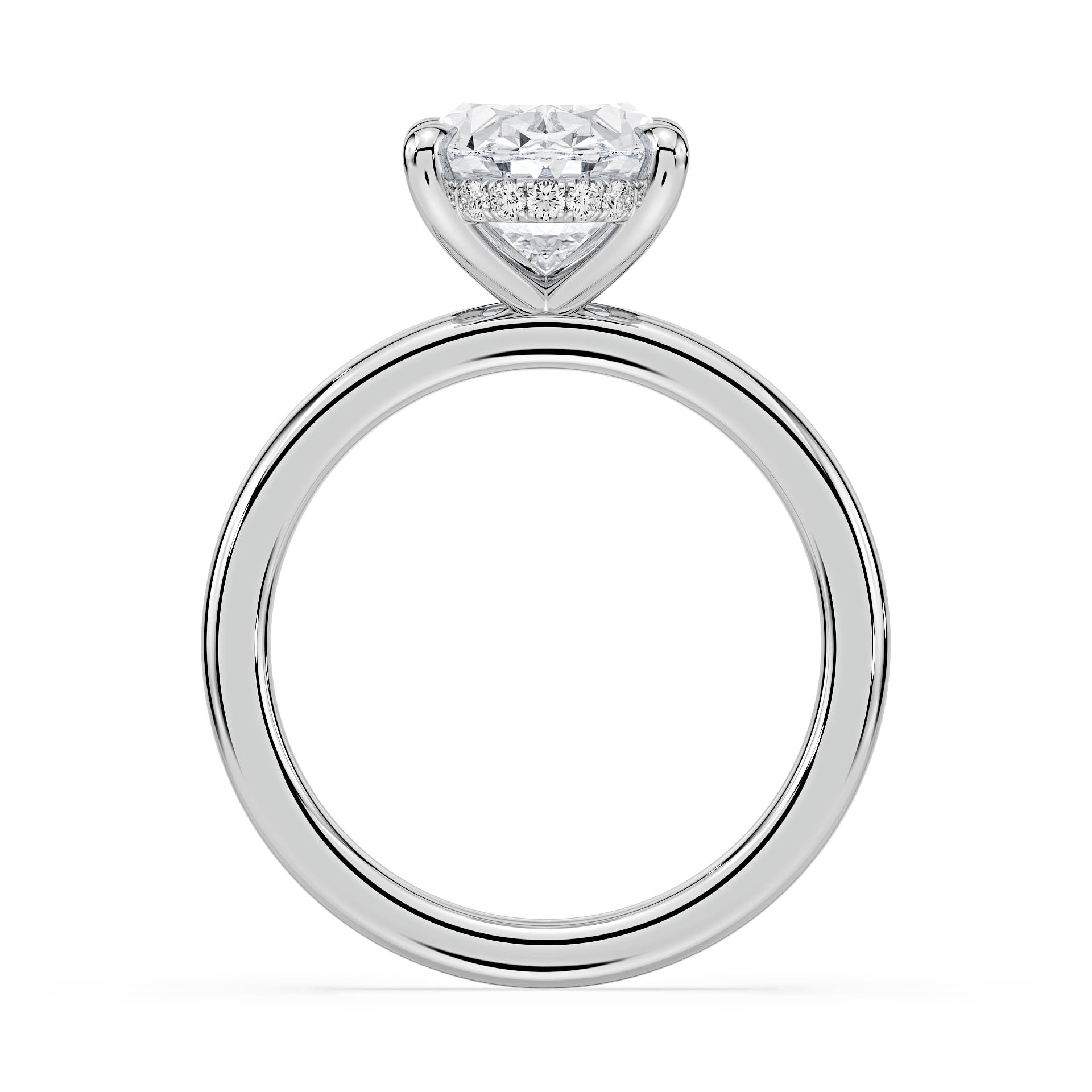 4-CLAW SOLITAIRE OVAL DIAMOND ENGAGEMENT RING WITH HIDDEN HALO in 18ct White Gold